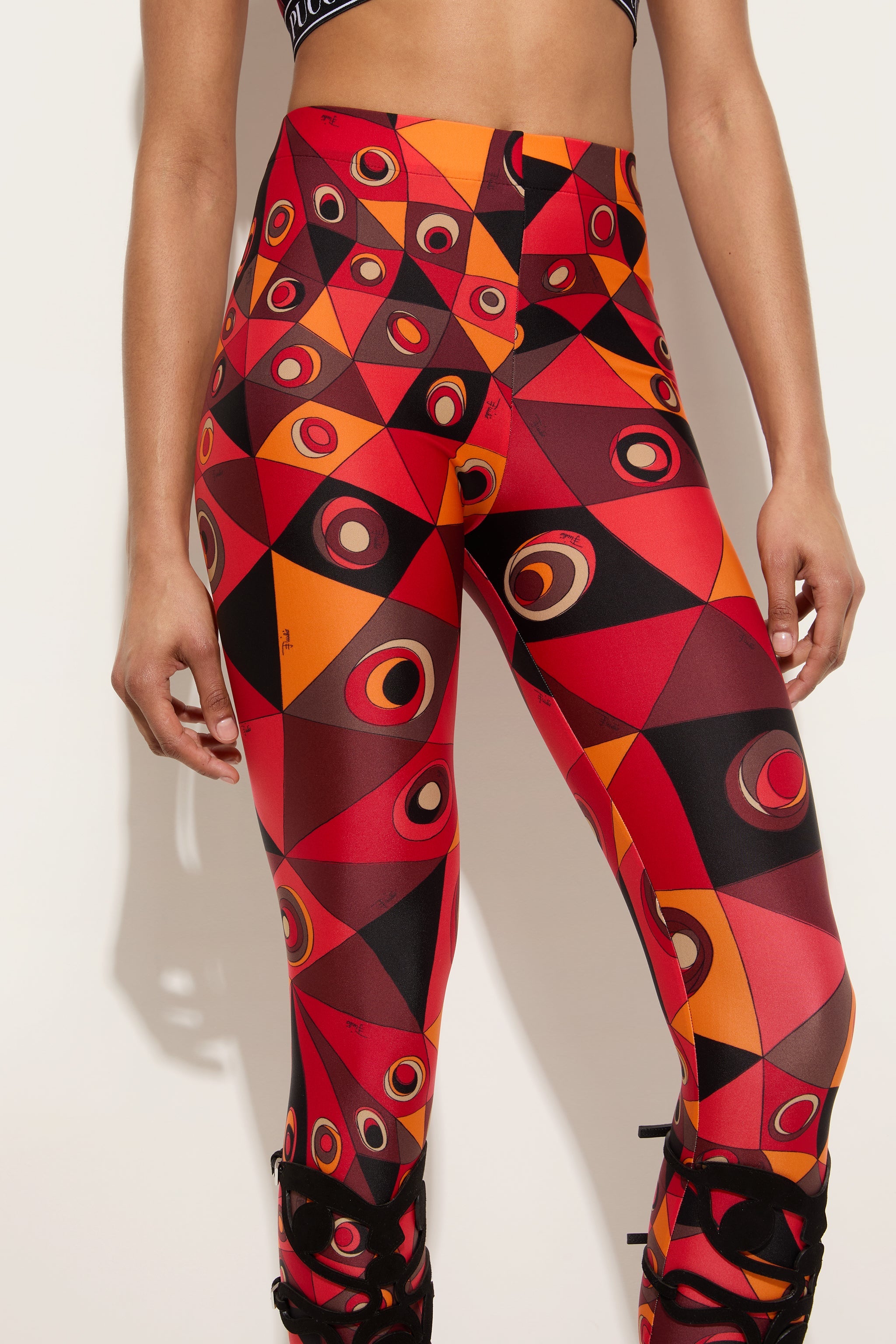 Emilio Pucci Occhi 6HTT216H865P17 Legging Orange/Noir Polyamide