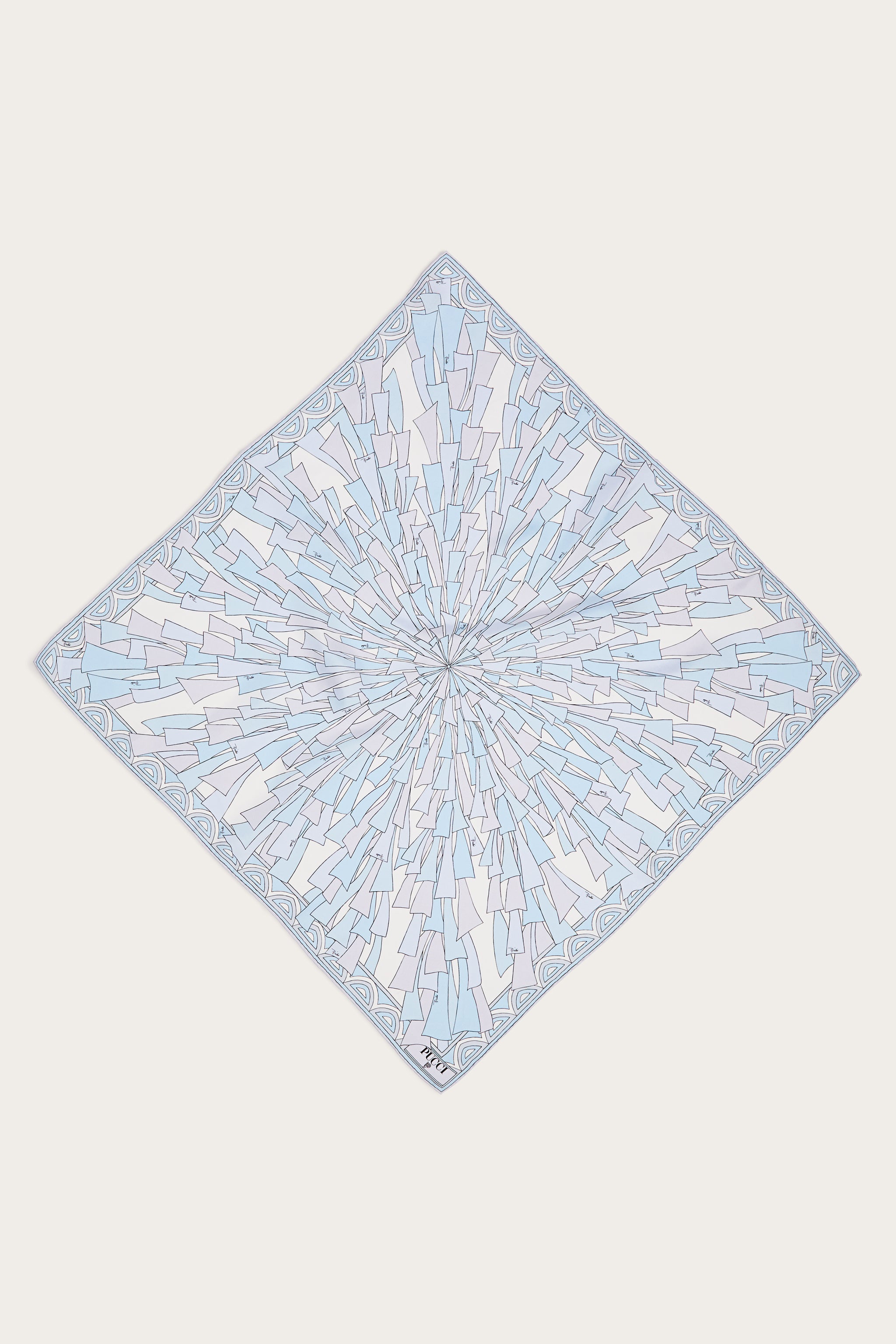 Emilio Pucci Carré Soie Baiadera Bleu Clair 90x90