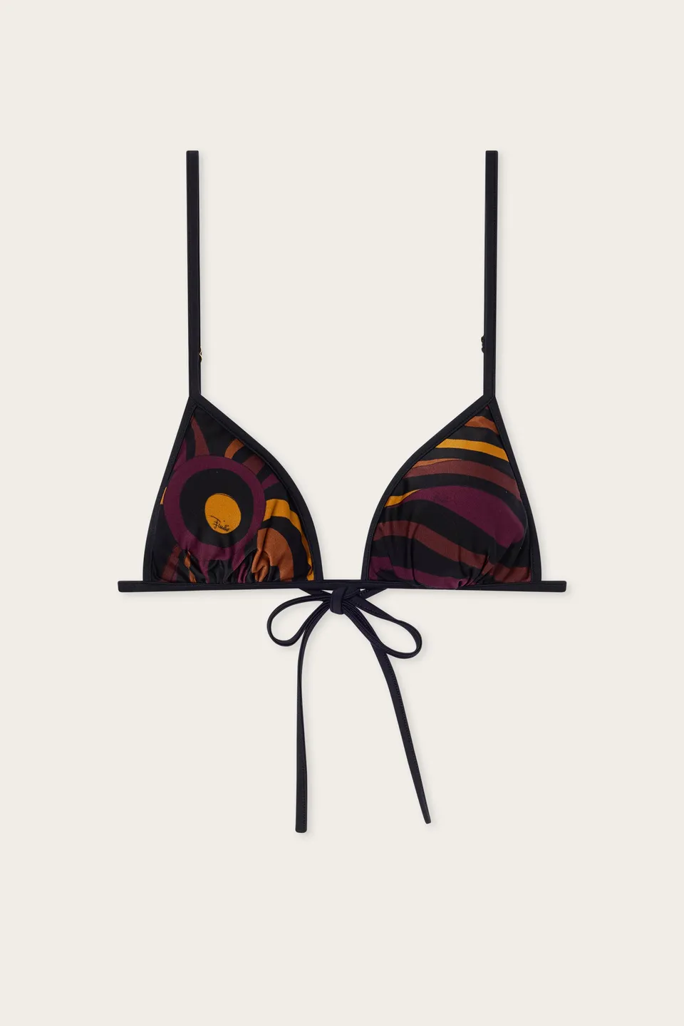 Emilio Pucci Bikini Haut Triangle Marmo Bordeaux Gold XS