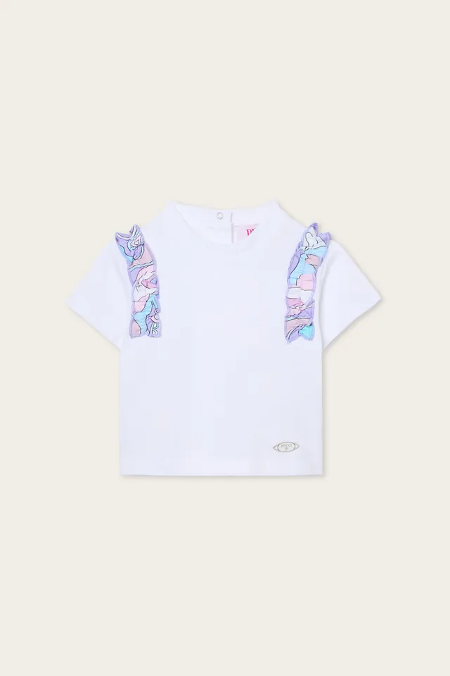 Emilio Pucci T-shirt bébé blanc coton bio ruches