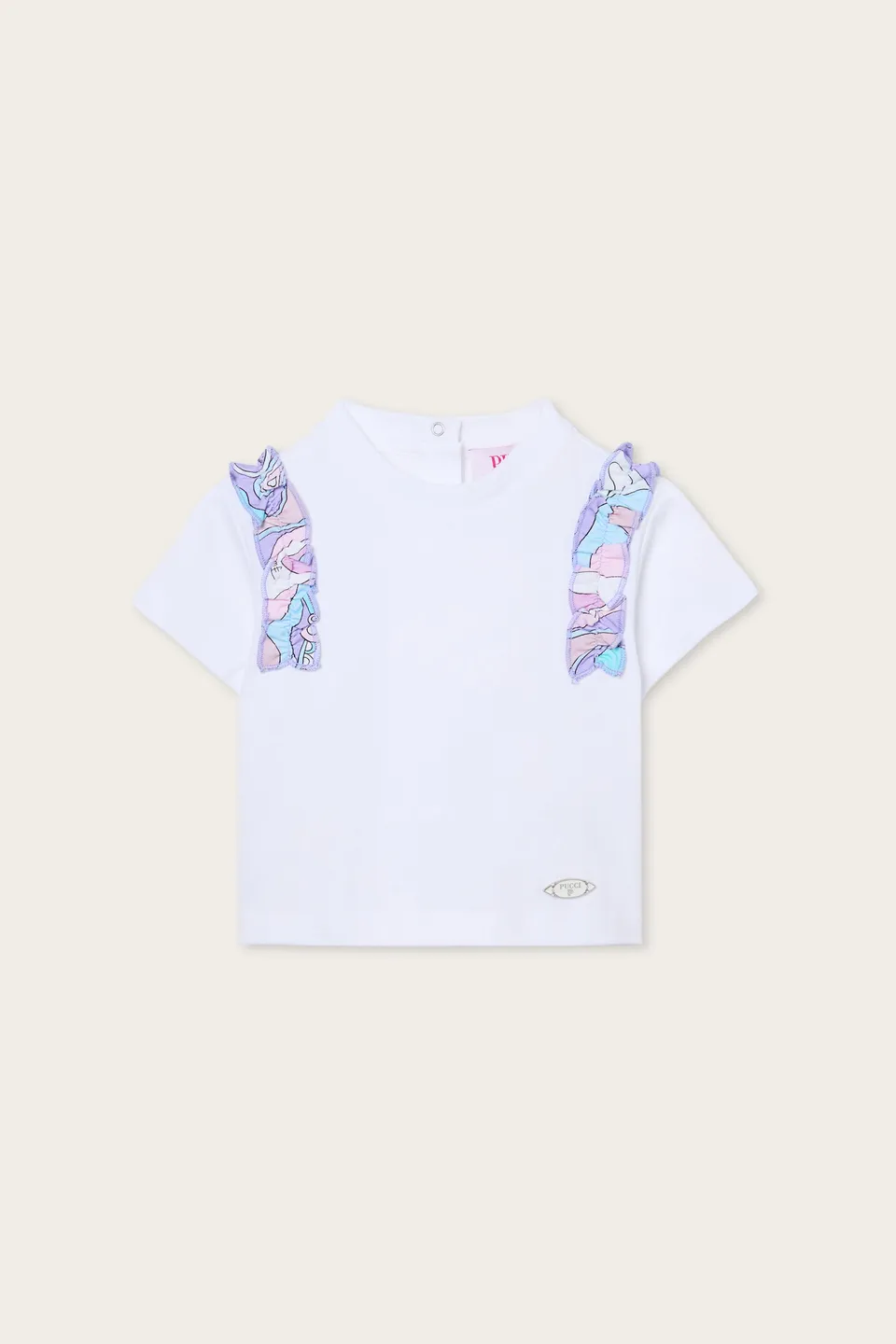 Emilio Pucci T-shirt bébé blanc coton bio ruches