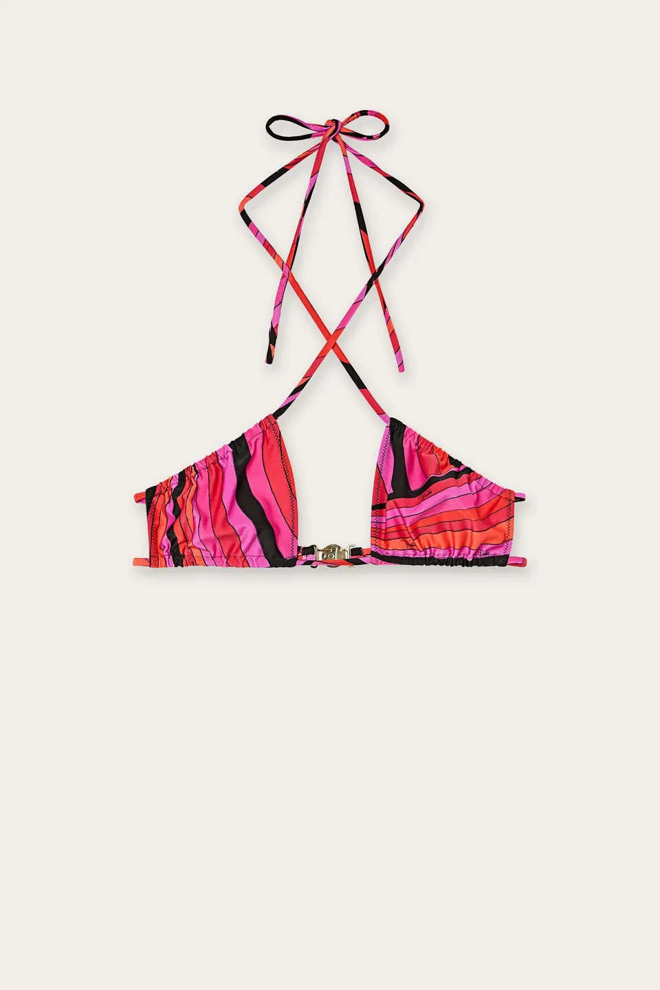 Emilio Pucci Top Bikini Iride haut fuchsia noir lycra