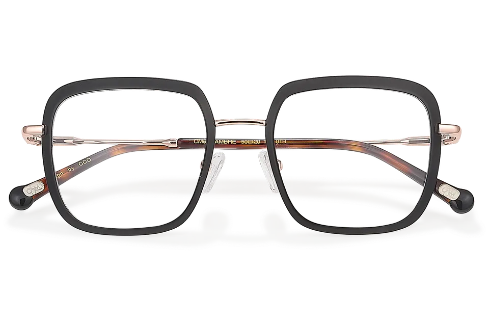 Clémence & Margaux Ambre lunettes de vue Noir & Doré carré