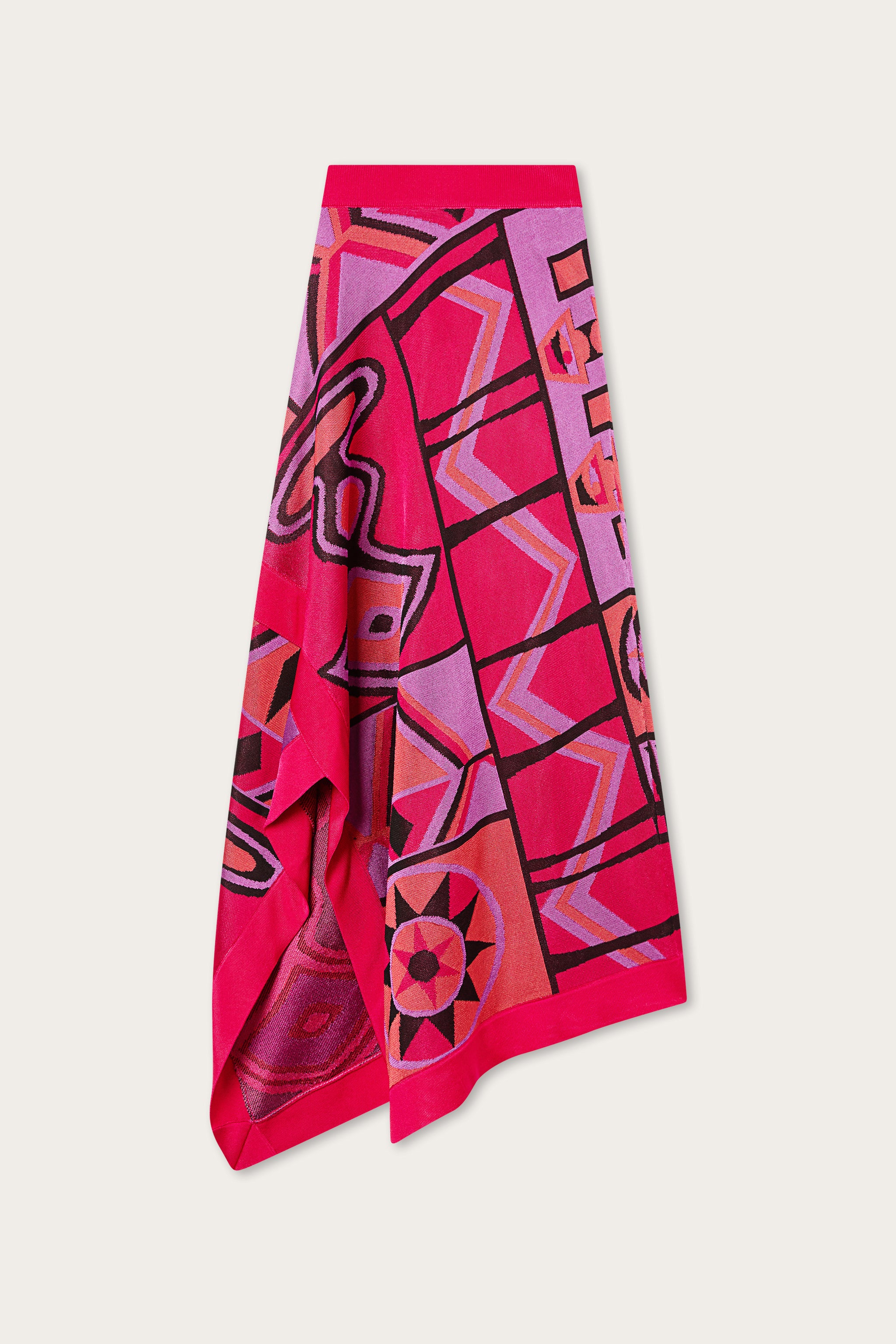 Emilio Pucci Jupe Asymétrique Jacquard Fuchsia Noir S
