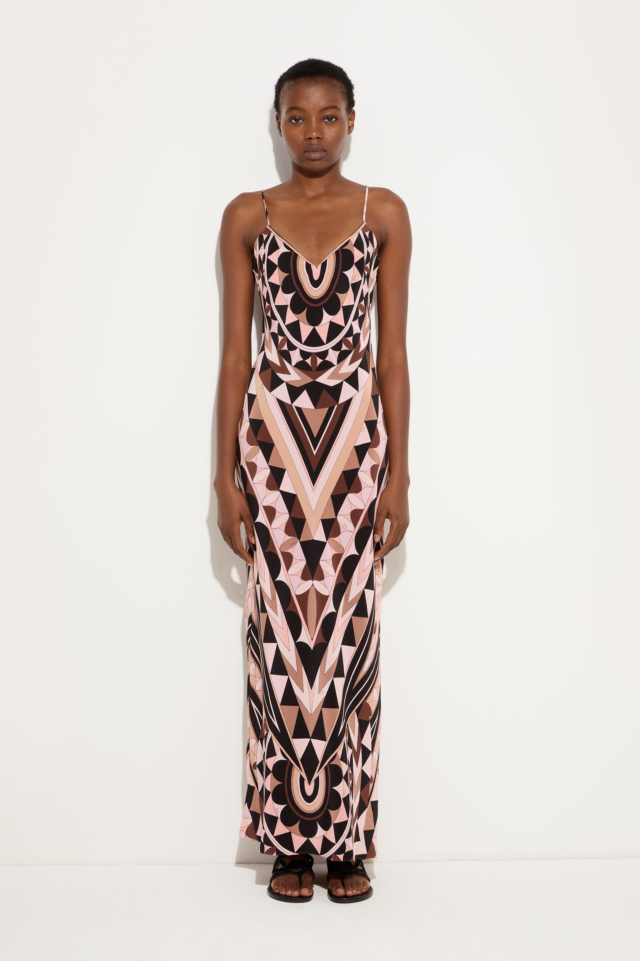 Emilio Pucci Dresses Manuba Robe Soie NUDE Col V Fendue