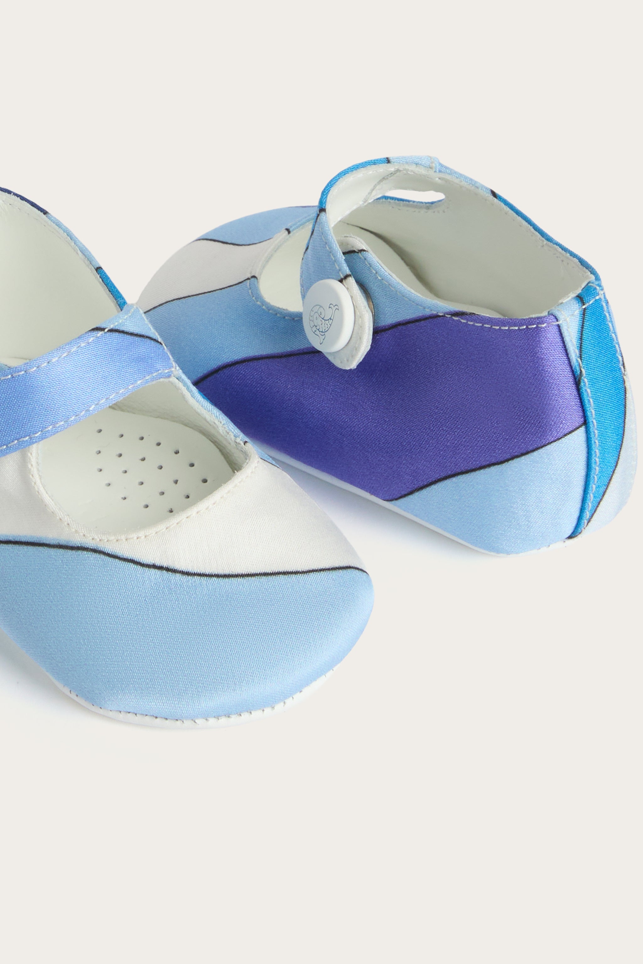 Emilio Pucci Newborn ballerines satin avorio blu