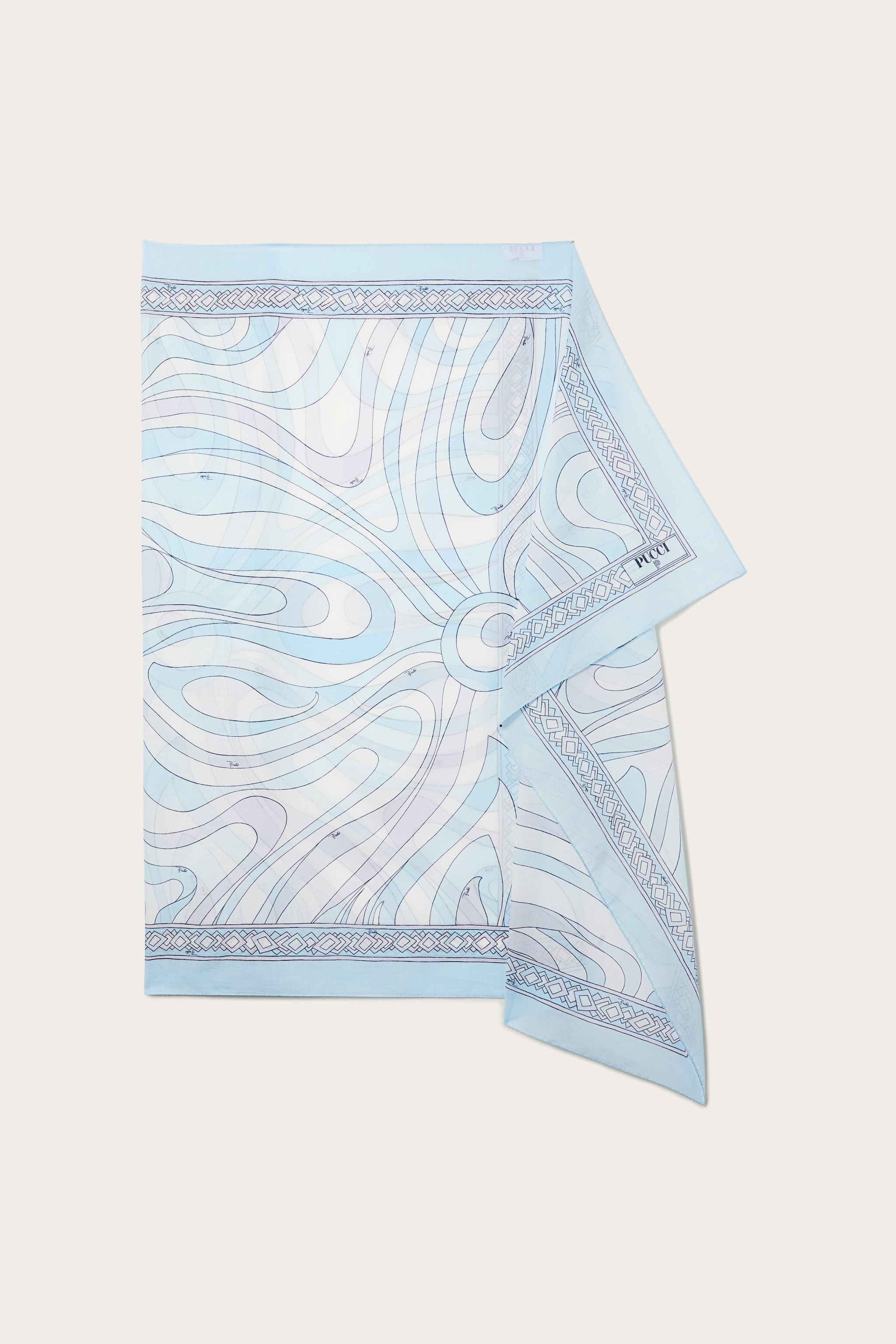 Emilio Pucci Sarong paréo coton marbre bleu clair OS