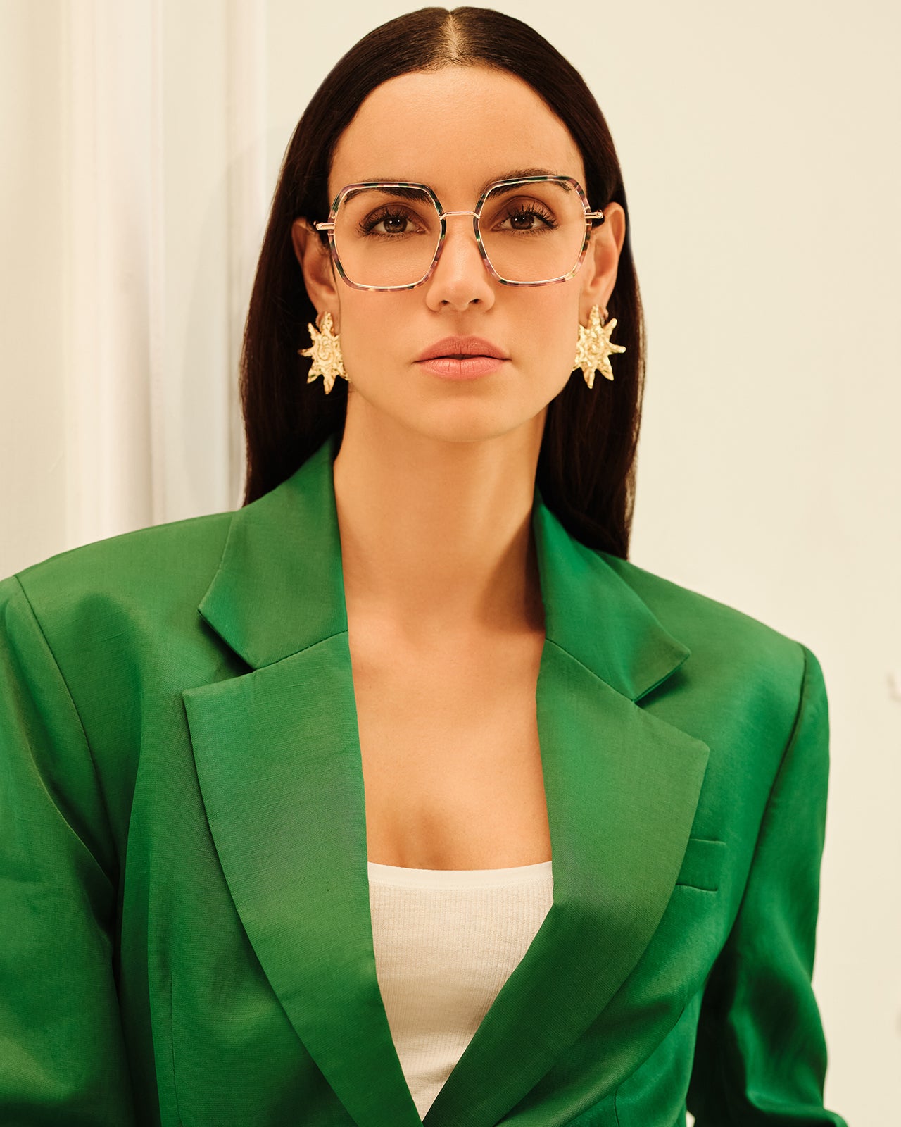 Clémence & Margaux La Cachemire lunettes de vue Marbré Brun hexagonal