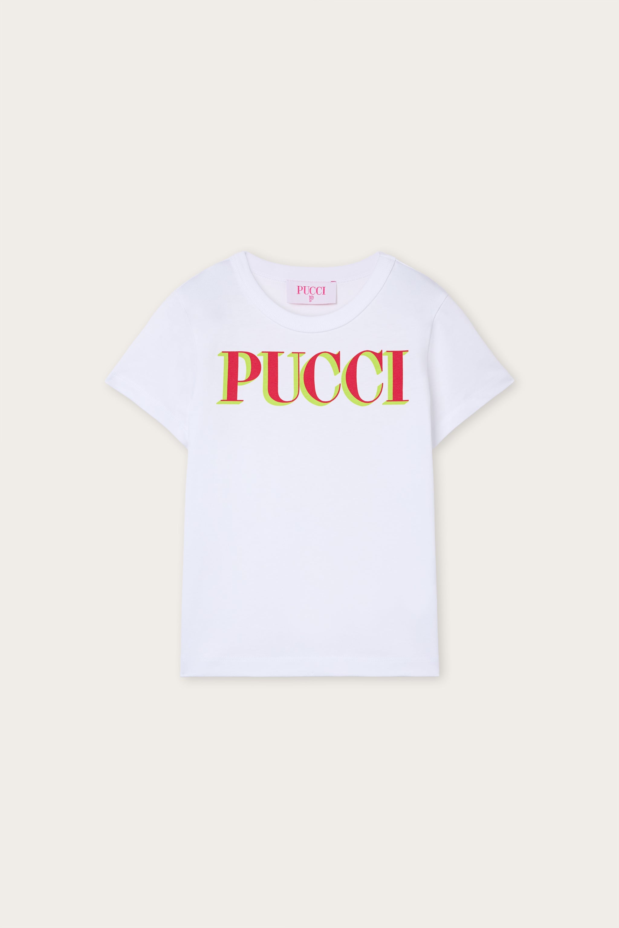Emilio Pucci T-shirt Coton Bio Enfant Blanc Logo Rouge