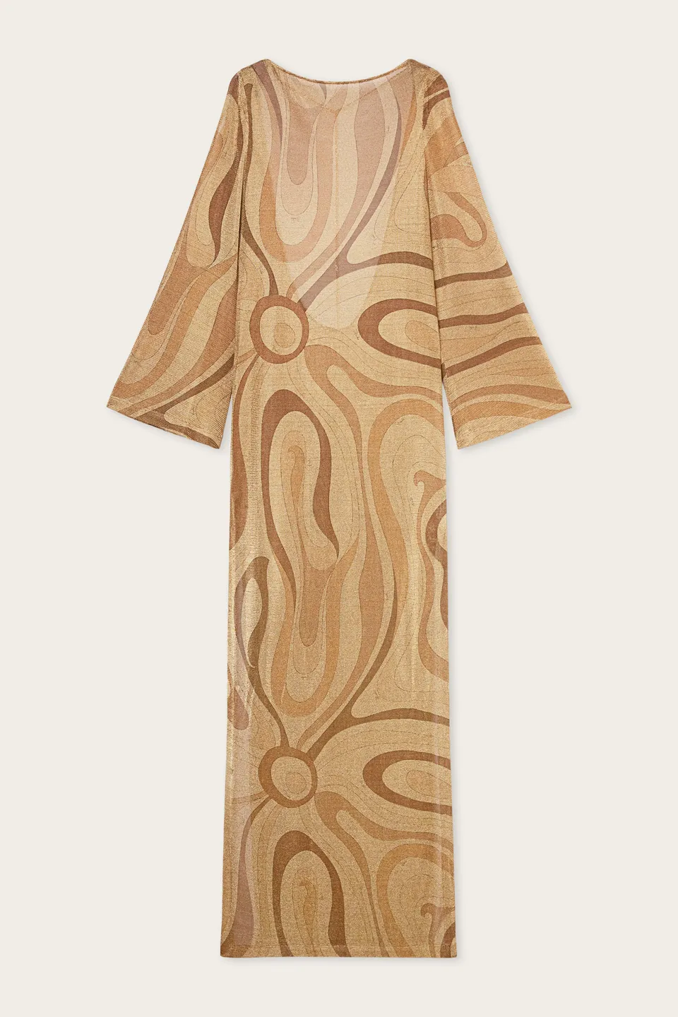 Emilio Pucci Lamé robe longue dorée or 38 manches longues