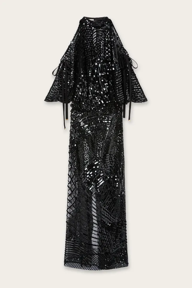 Emilio Pucci Dresses Abito Ricamato robe noire paillettes tulle
