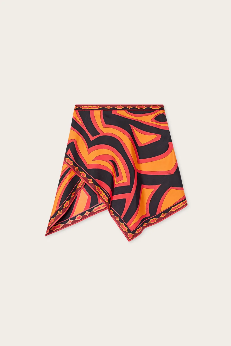 Emilio Pucci Labirinto jupe soie orange noir