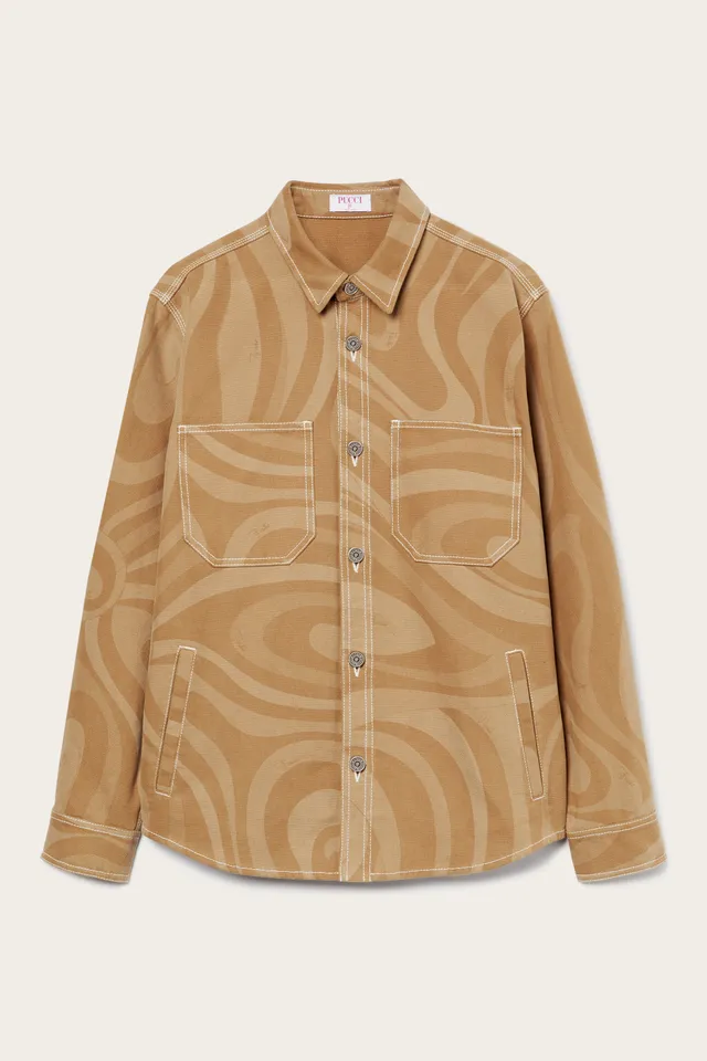 Emilio Pucci Canvas veste homme taupe toile coton