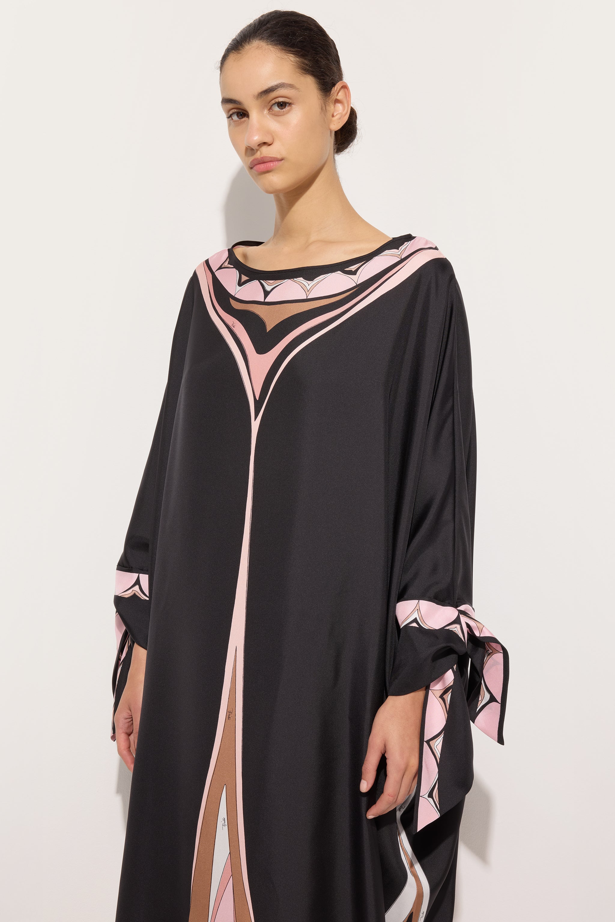 Emilio Pucci Fari caftan soie nude manches nouées