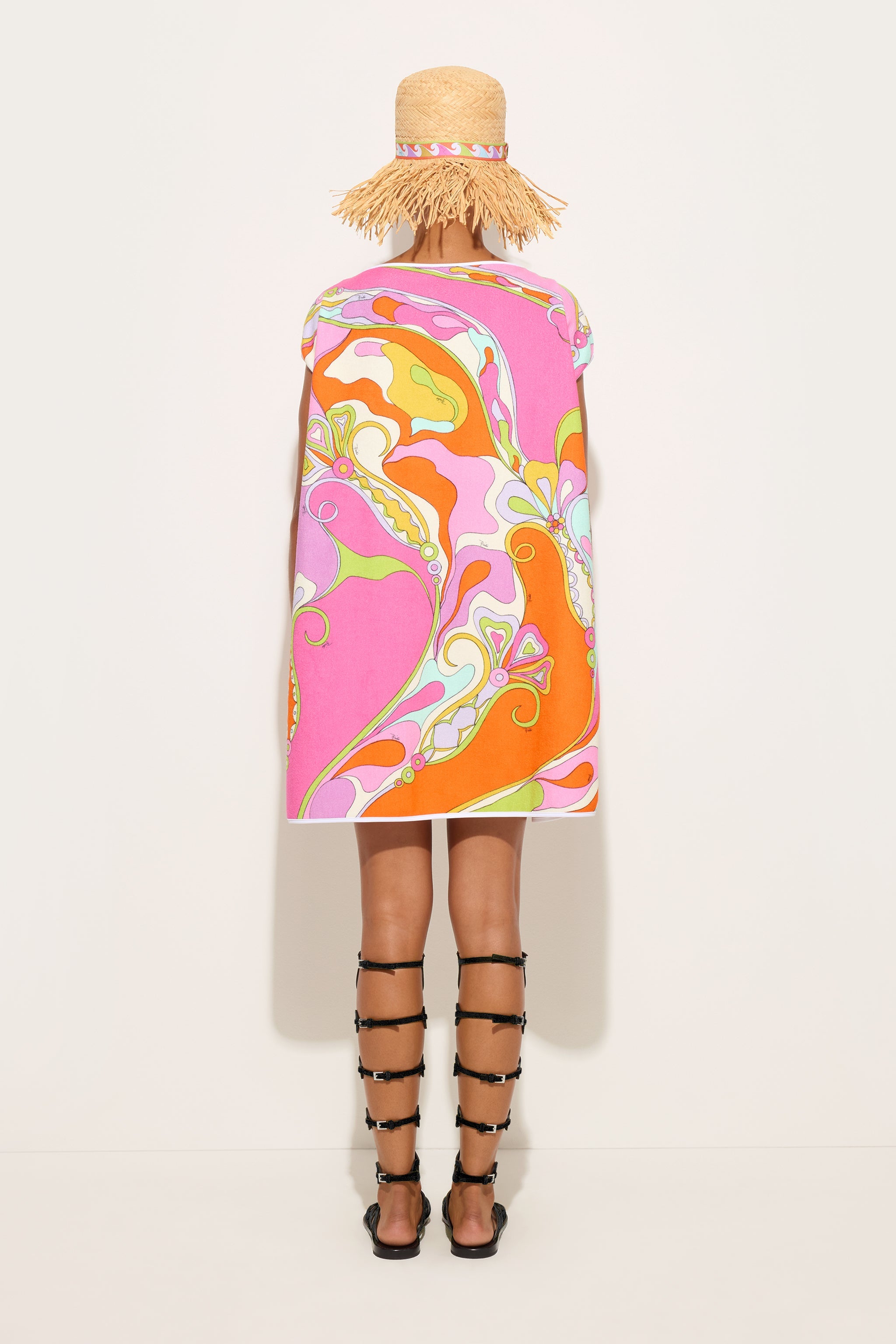 Emilio Pucci Robe Trapèze Coton Multicolore 38 Orchidées