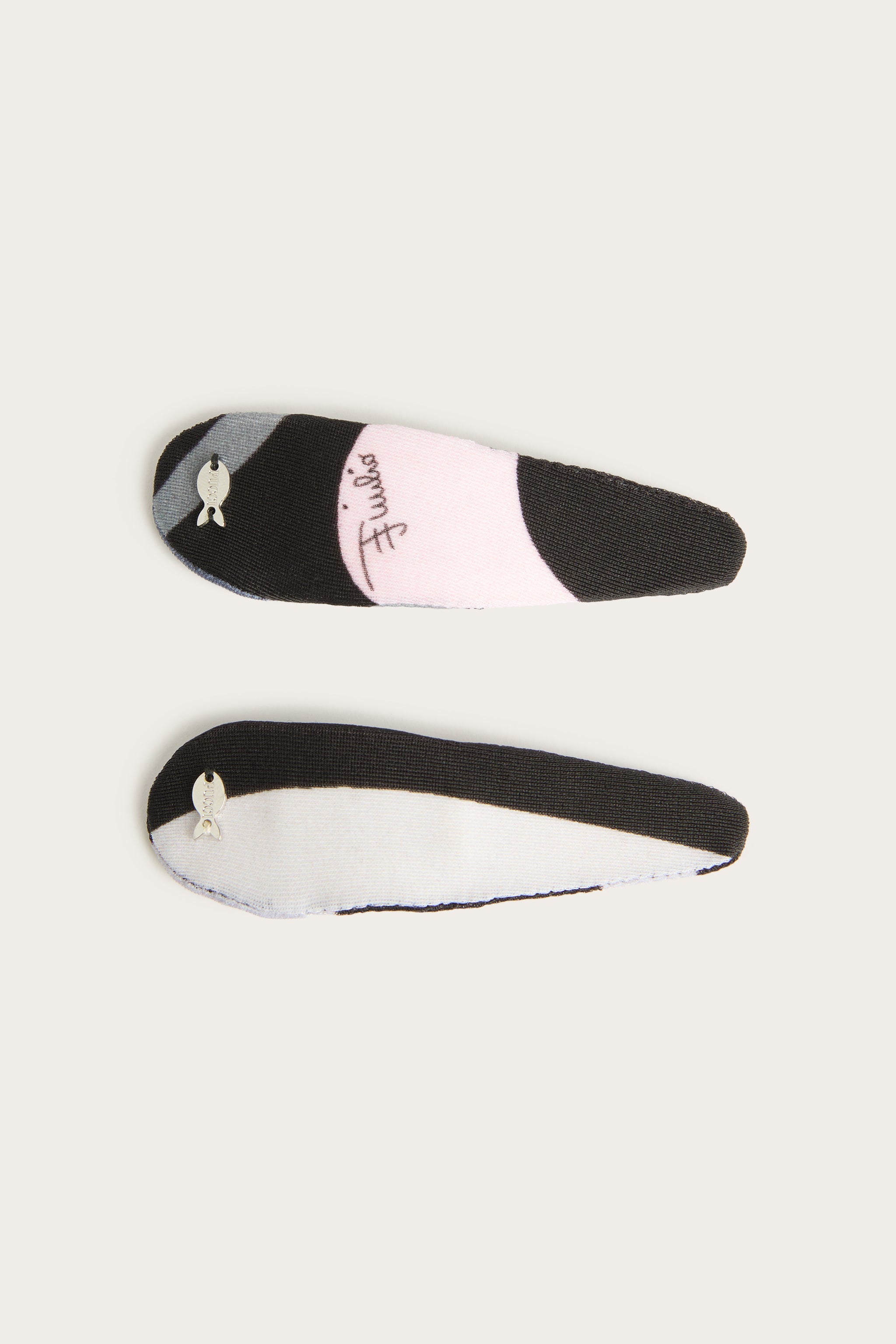Emilio Pucci Marmo barrette cheveux noir rose lot 2