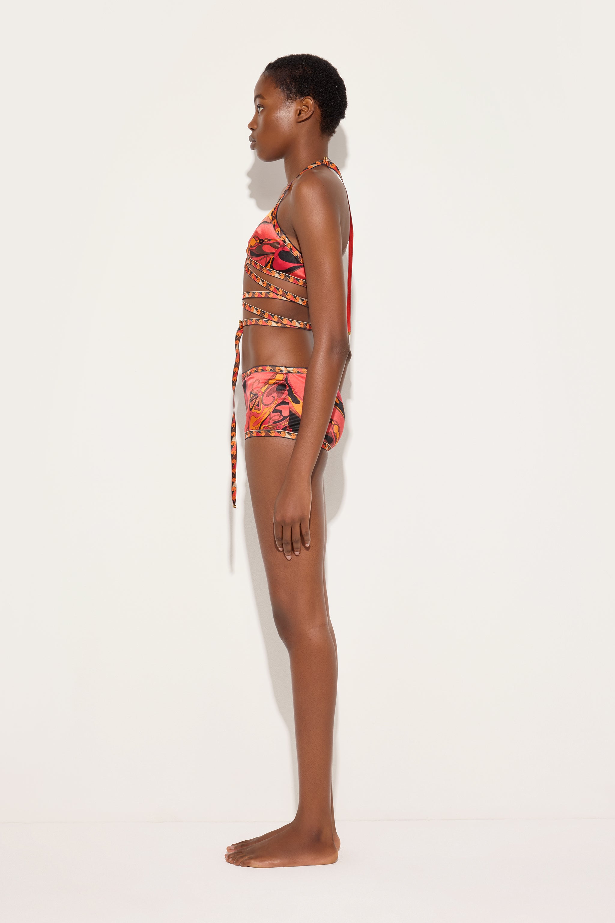 Emilio Pucci Orchidee Haut en soie orange/noir