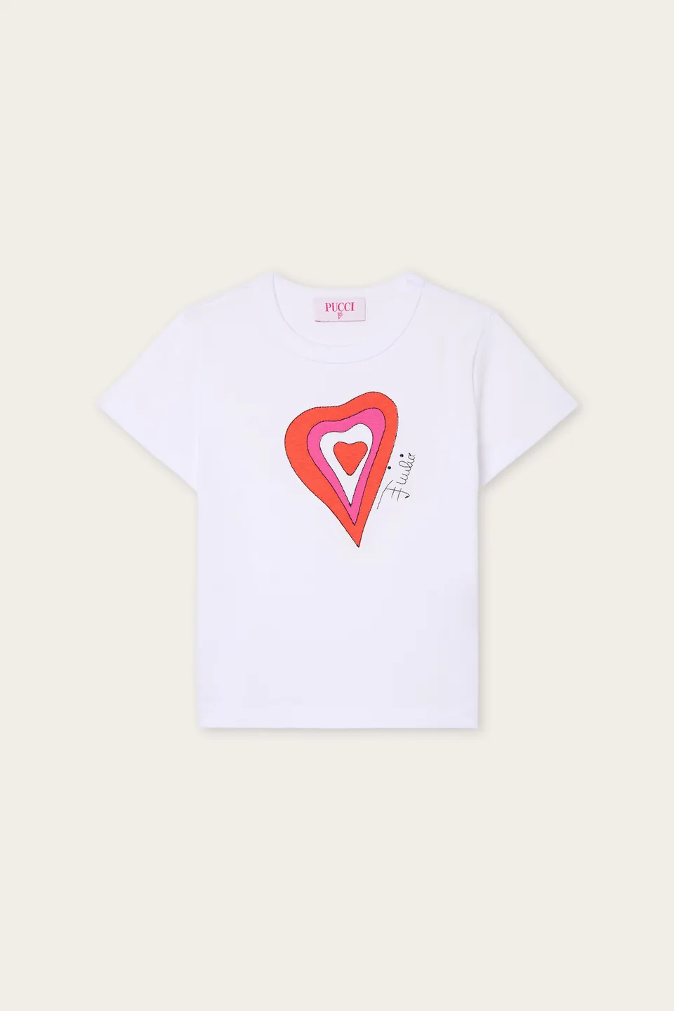 Emilio Pucci T-shirt coton bio enfant blanc rouge cœur 8 ans