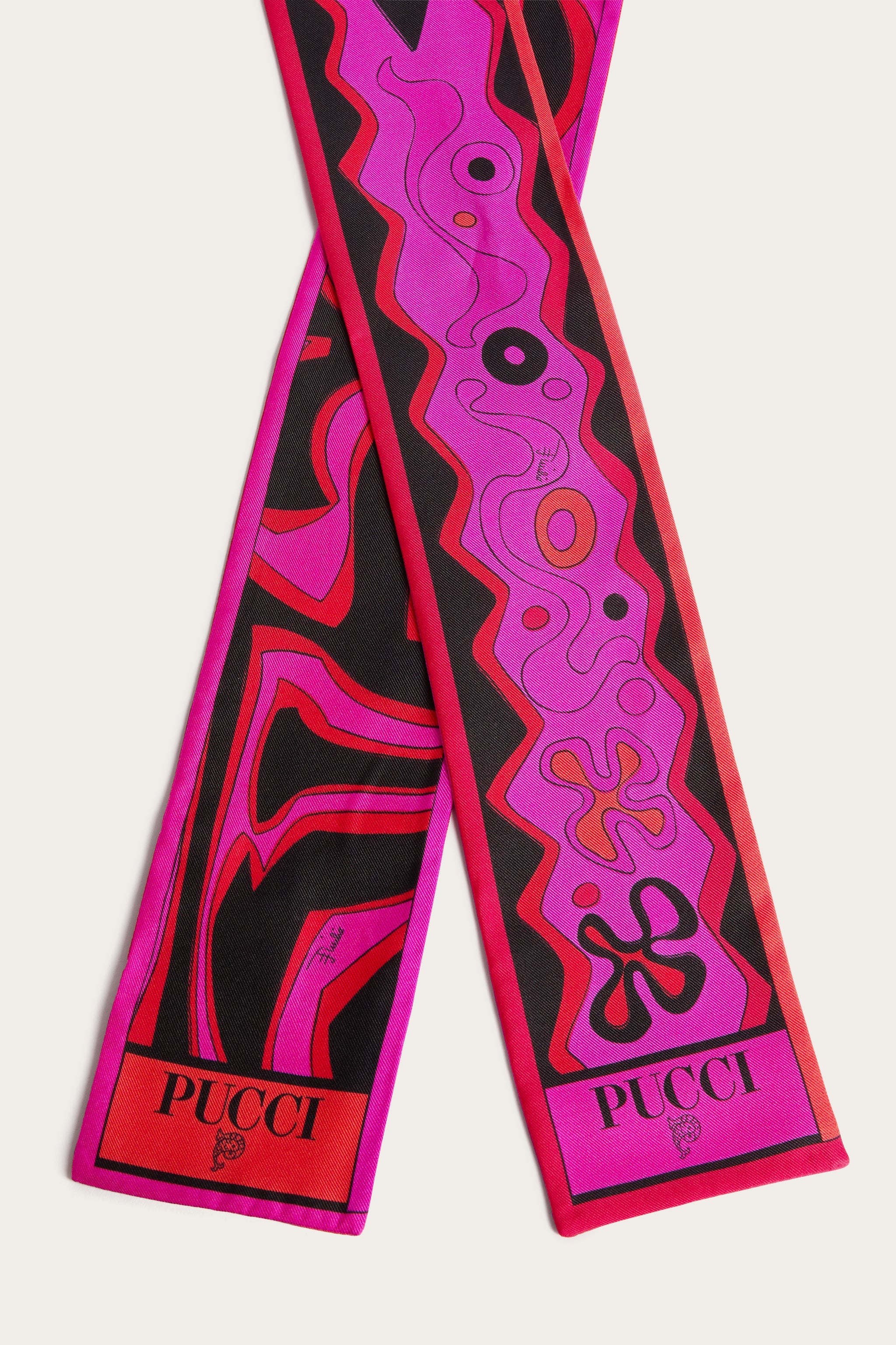 Emilio Pucci Silks Foulard Labirinto soie fuchsia/noir OS