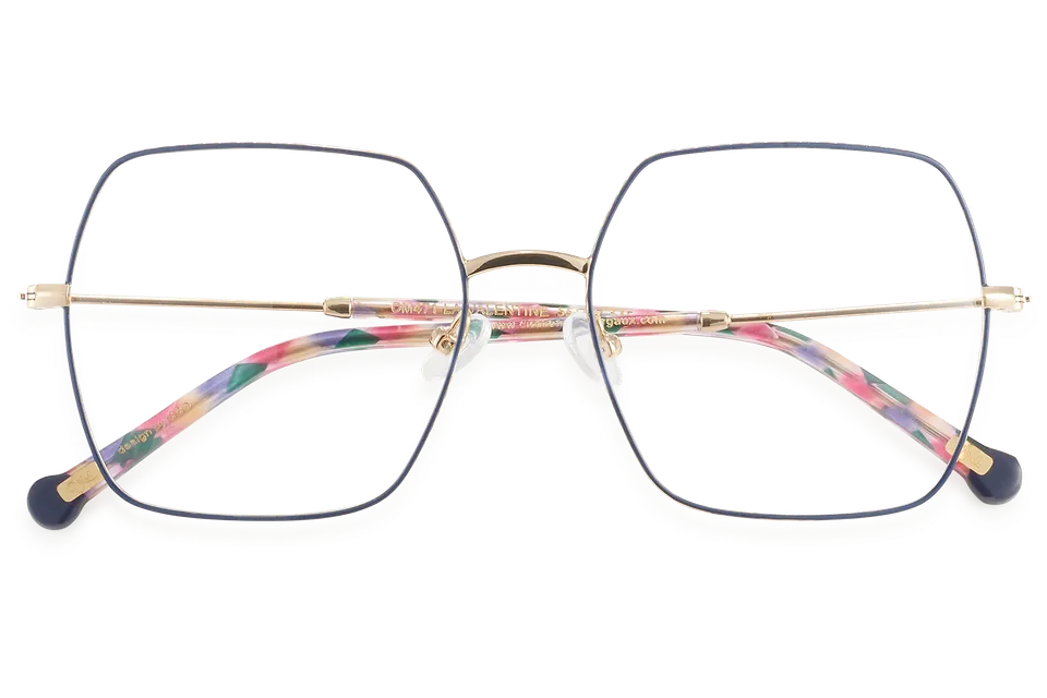 Clémence & Margaux La Valentine lunettes de vue Bleu marine hexagonale