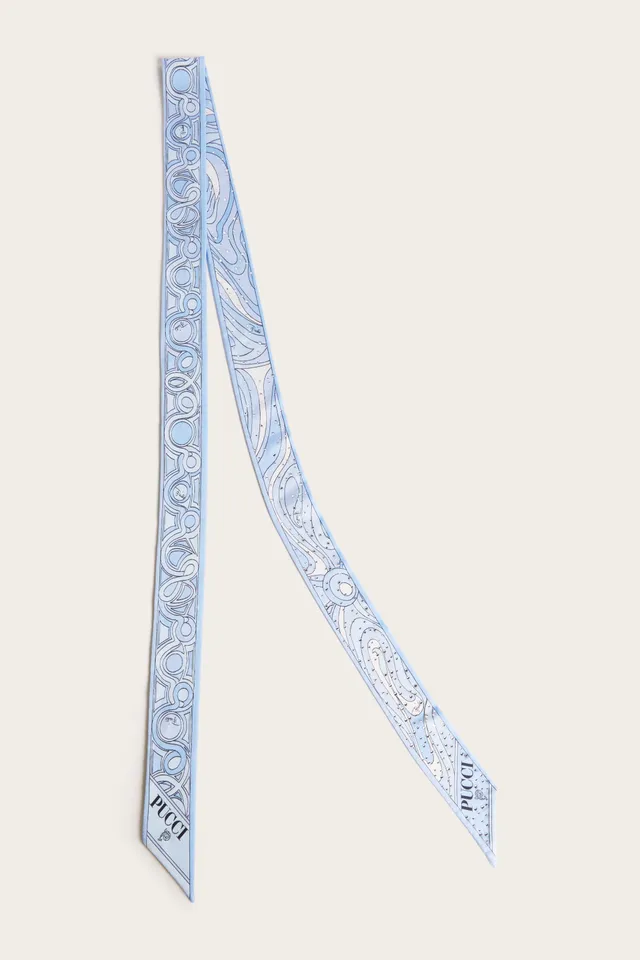 Emilio Pucci Silks 6HGB256HC302 bandeau foulard bleu clair strass