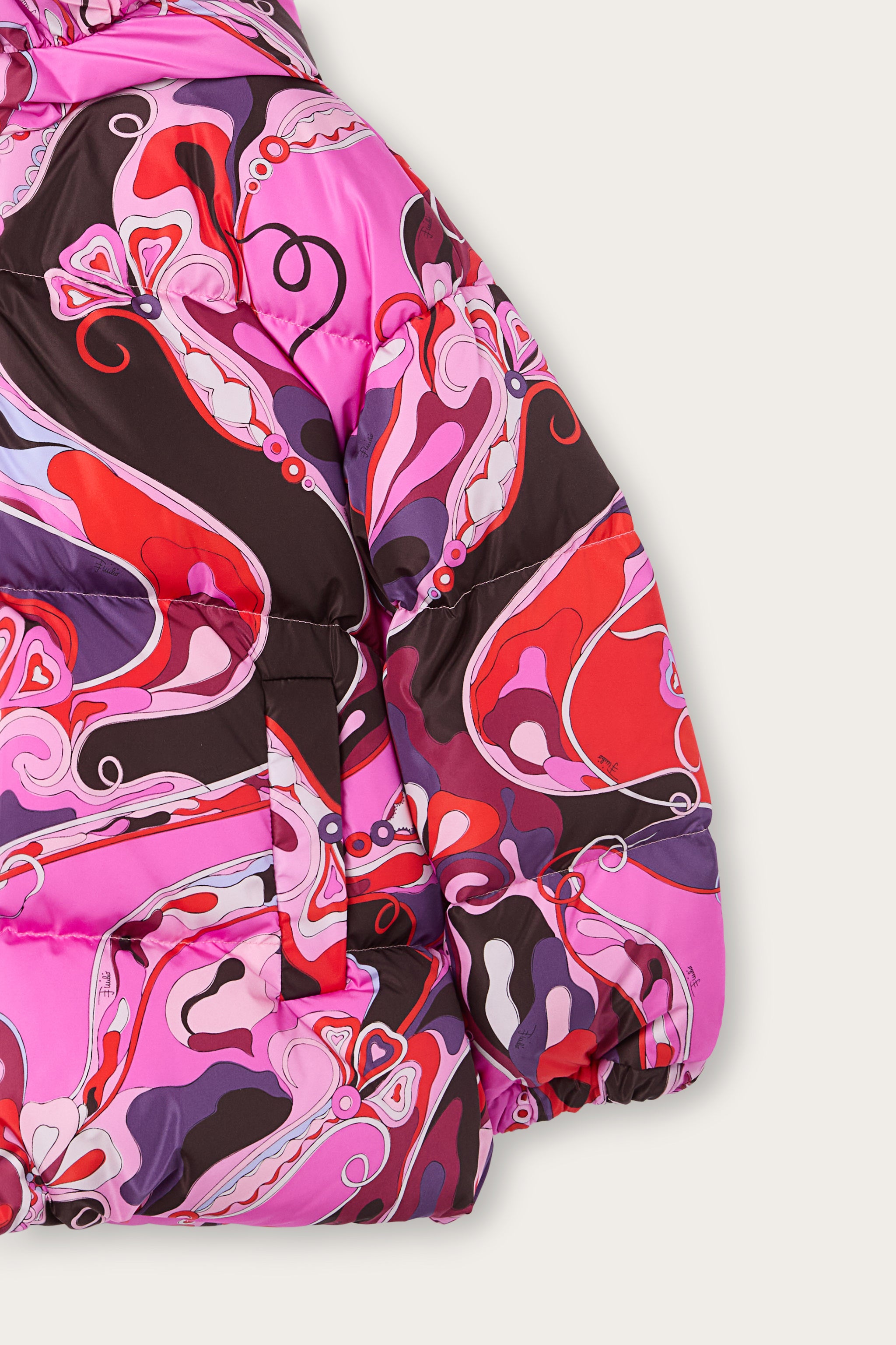 Emilio Pucci Orchidee doudoune enfant fuxia nylon recyclé capuche