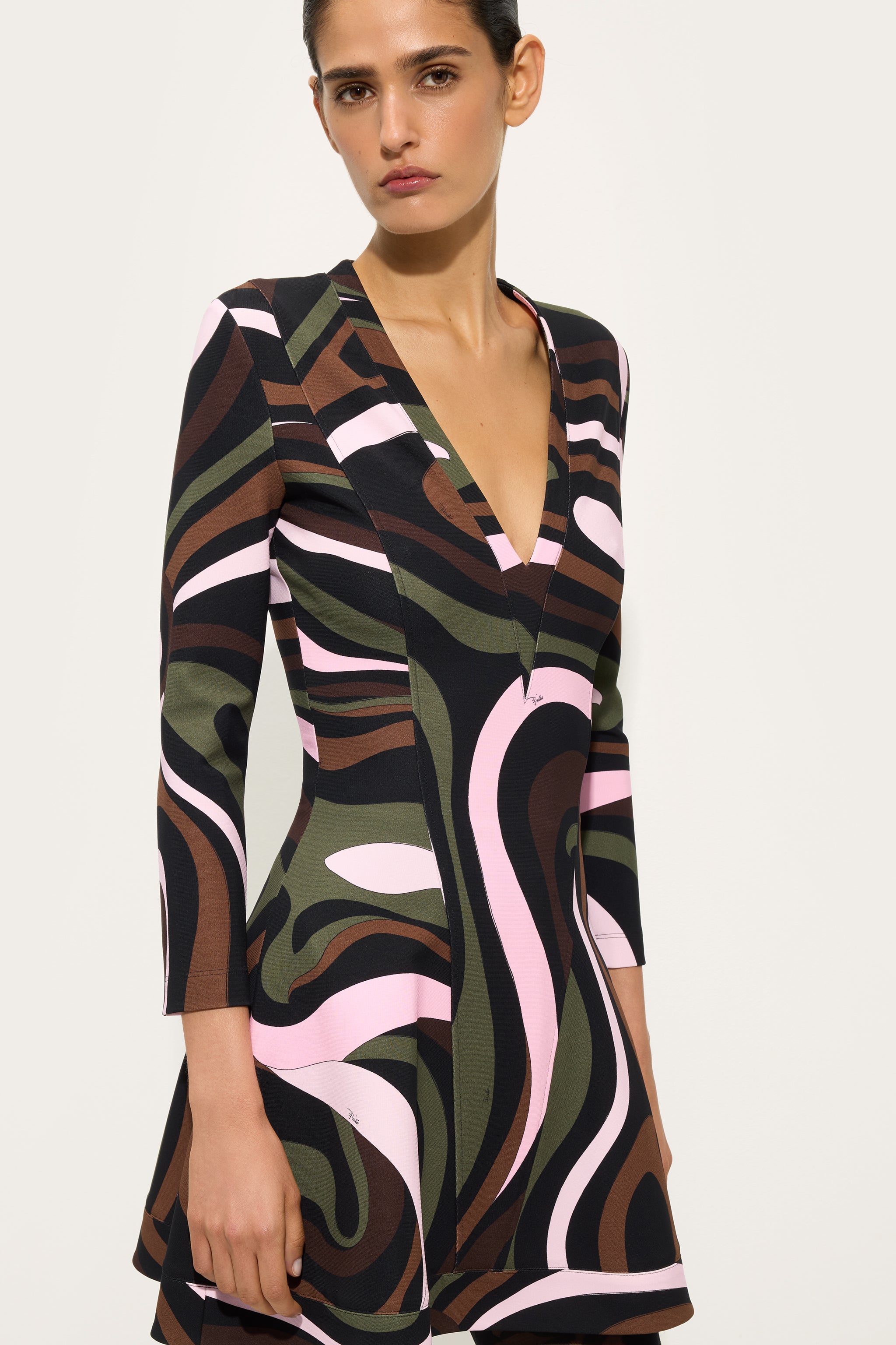 Emilio Pucci Dresses Marmo robe jersey kaki/rose