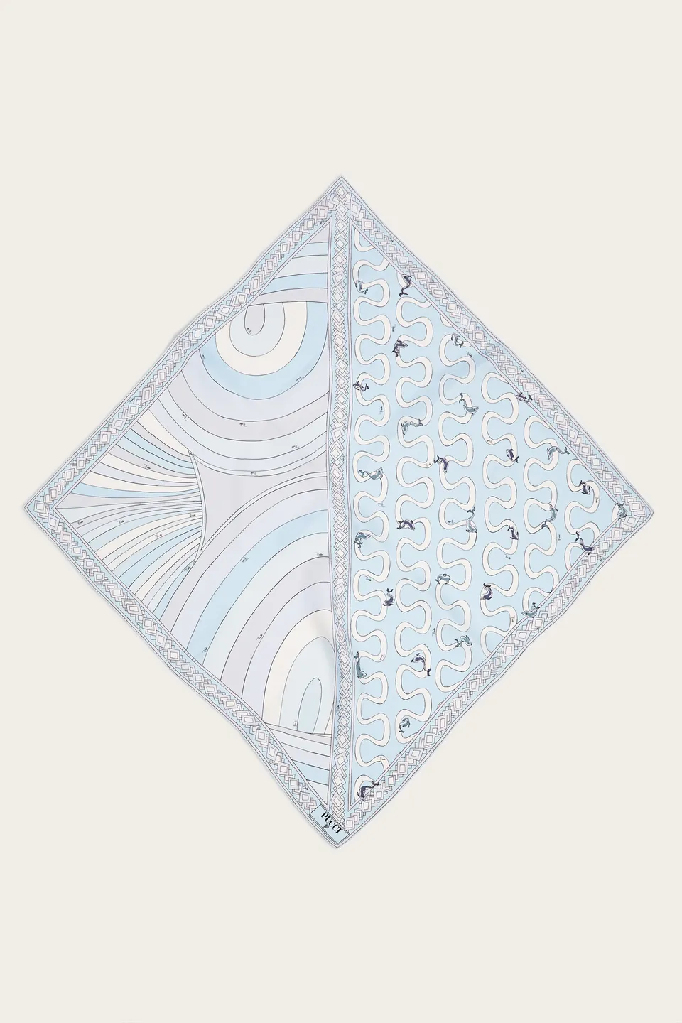 Emilio Pucci Silks Carré foulard soie bleu clair 90x90 Onda