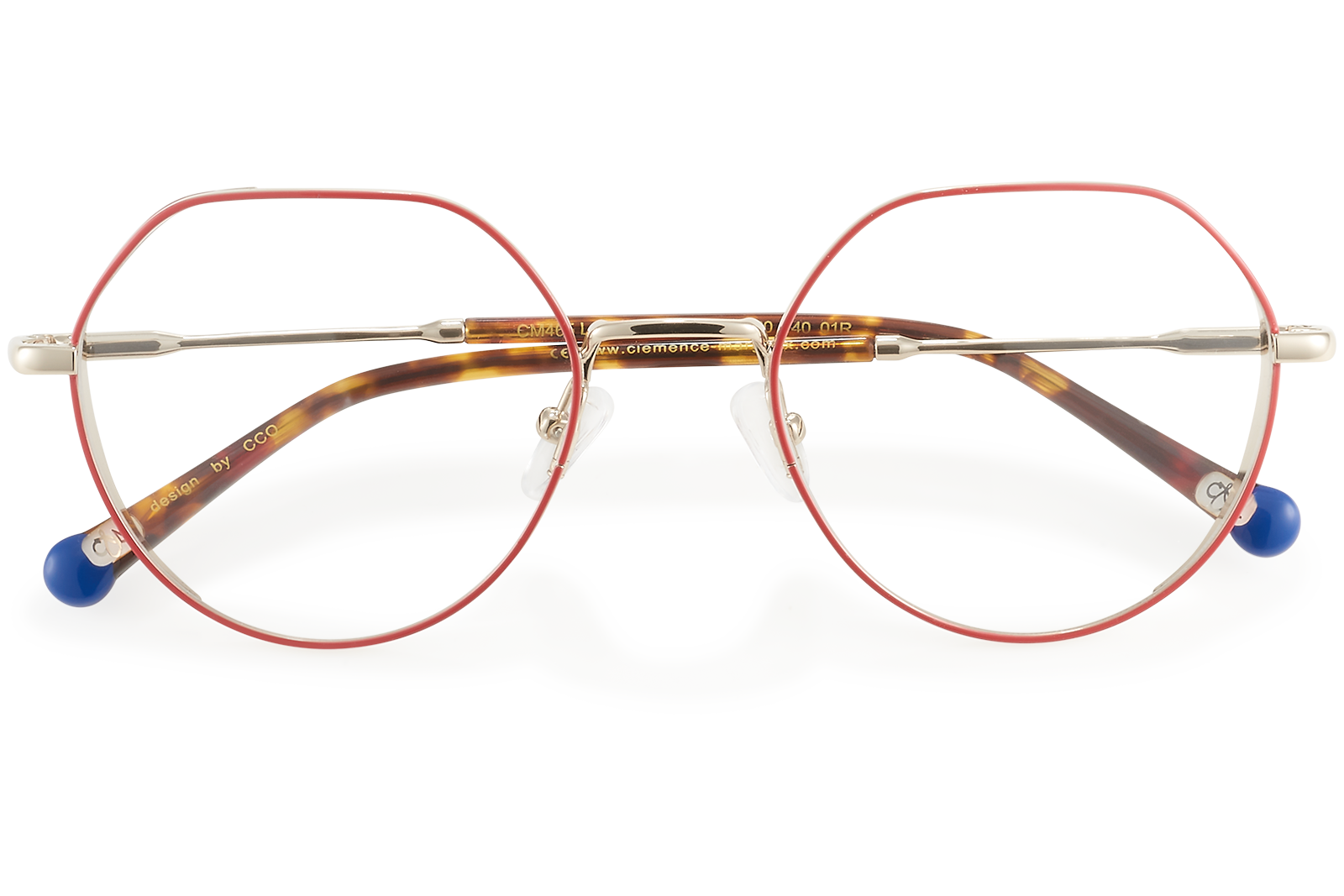 Clémence & Margaux La Rigolote lunettes de vue Rouge Doré tonneau