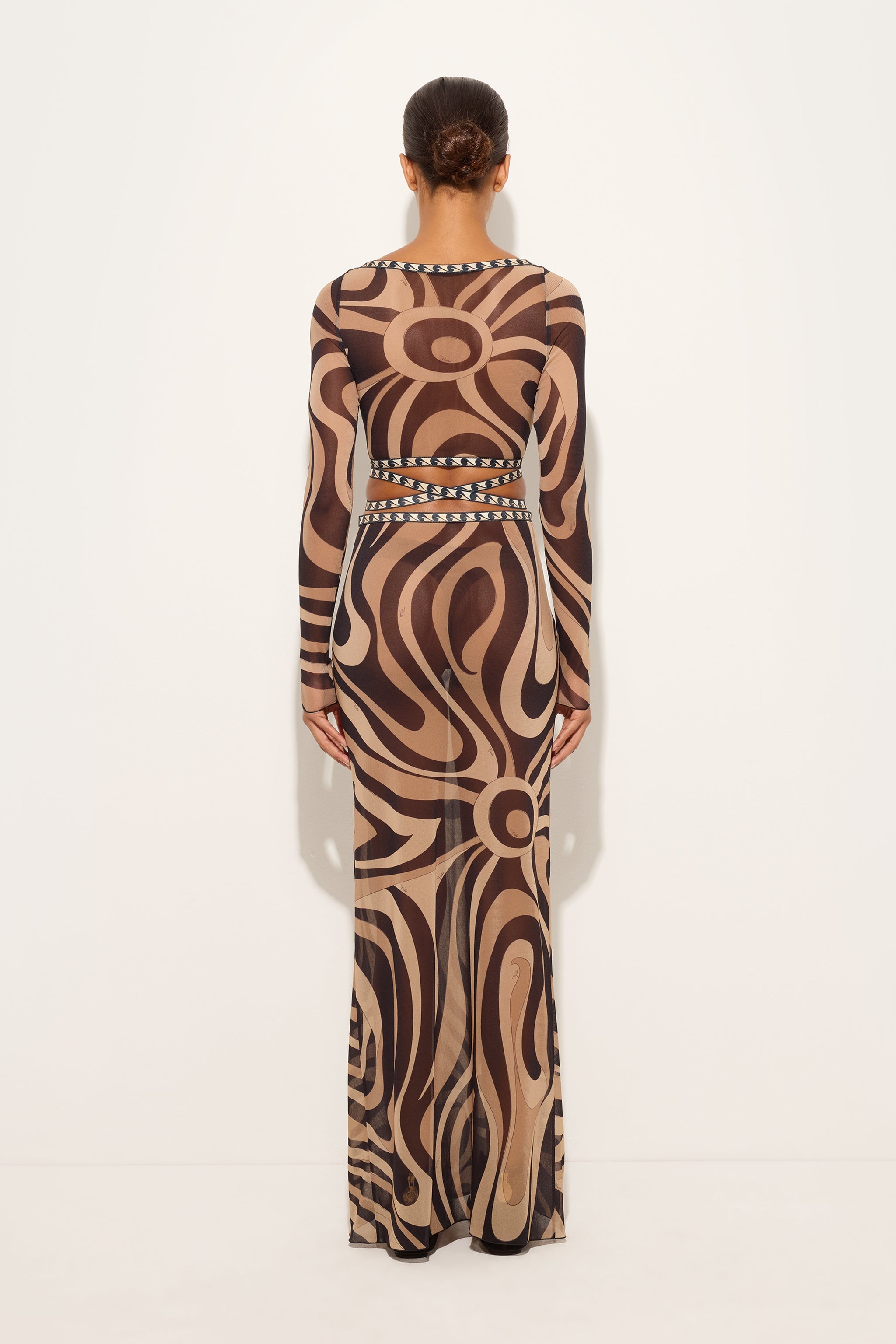 Emilio Pucci Gonna Marmo jupe longue beige noir