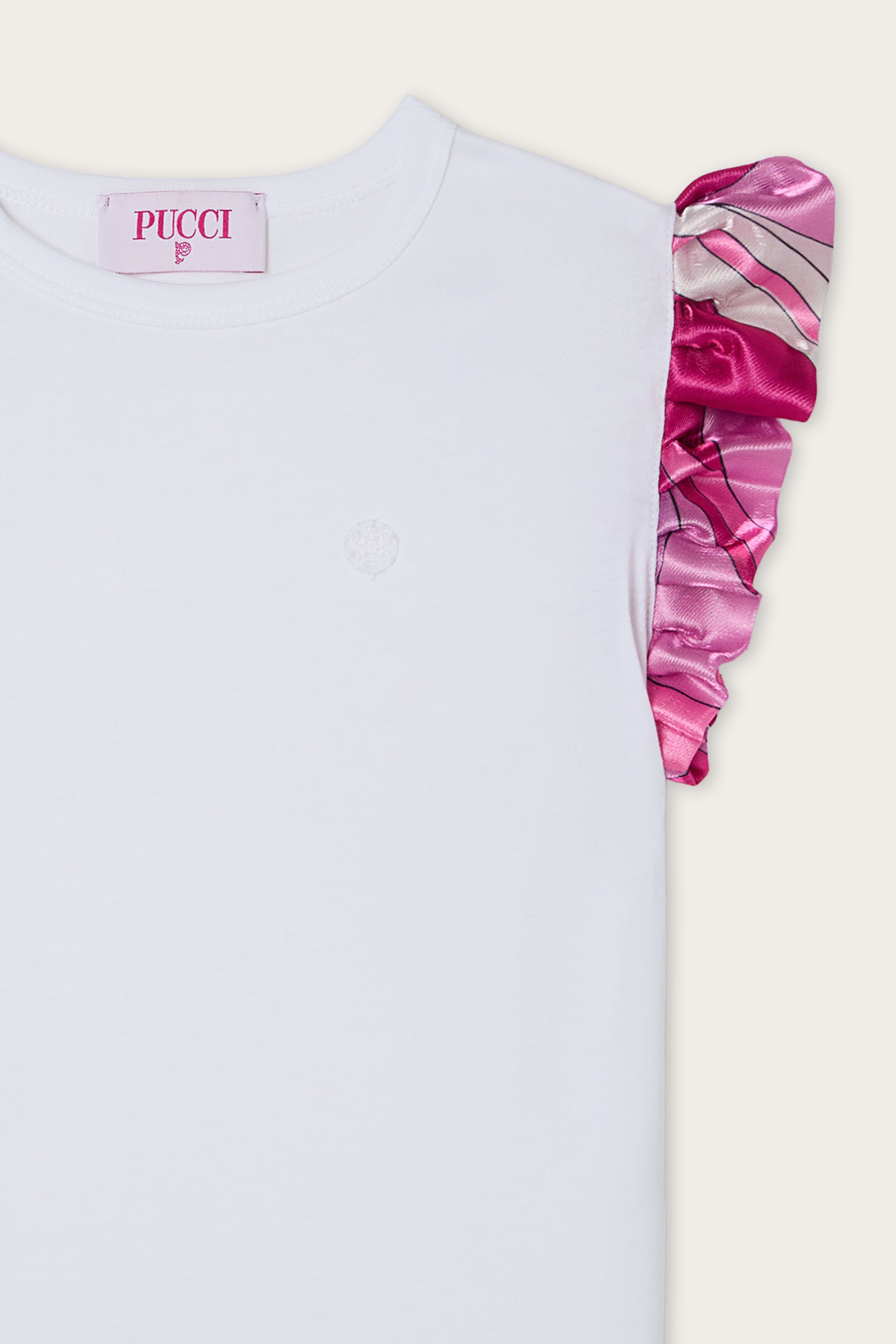 Emilio Pucci T-shirt fille coton blanc fuchsia 8Y