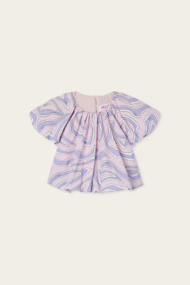 Emilio Pucci Labirinto top popeline rose 8Y coton