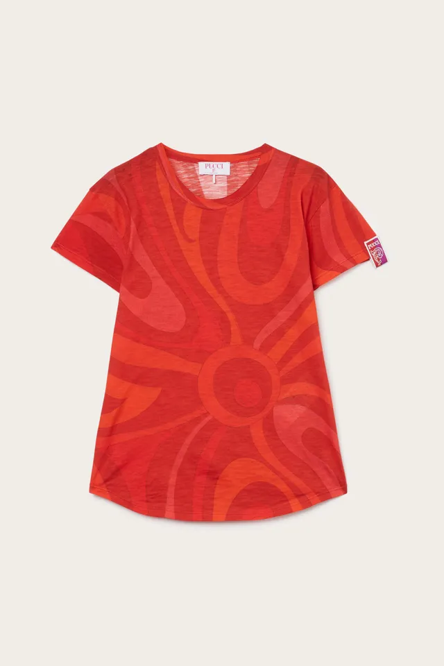 Emilio Pucci Marmo t-shirt rouge jersey allover