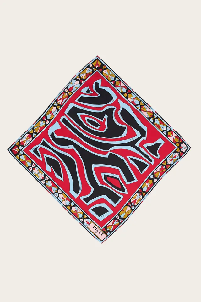 Emilio Pucci Labirinto Carré soie 52x52 rouge bleu