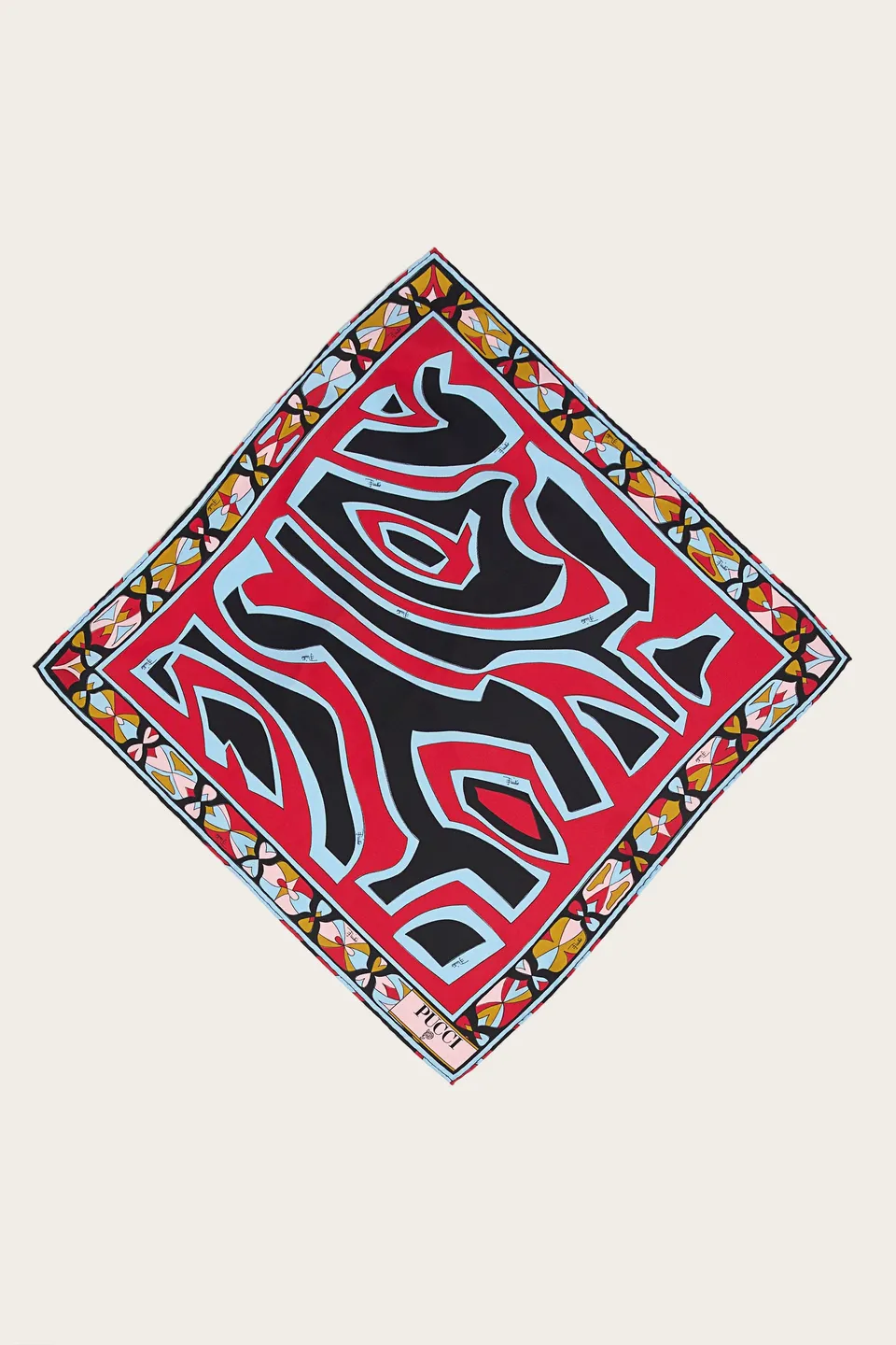 Emilio Pucci Labirinto Carré soie 52x52 rouge bleu