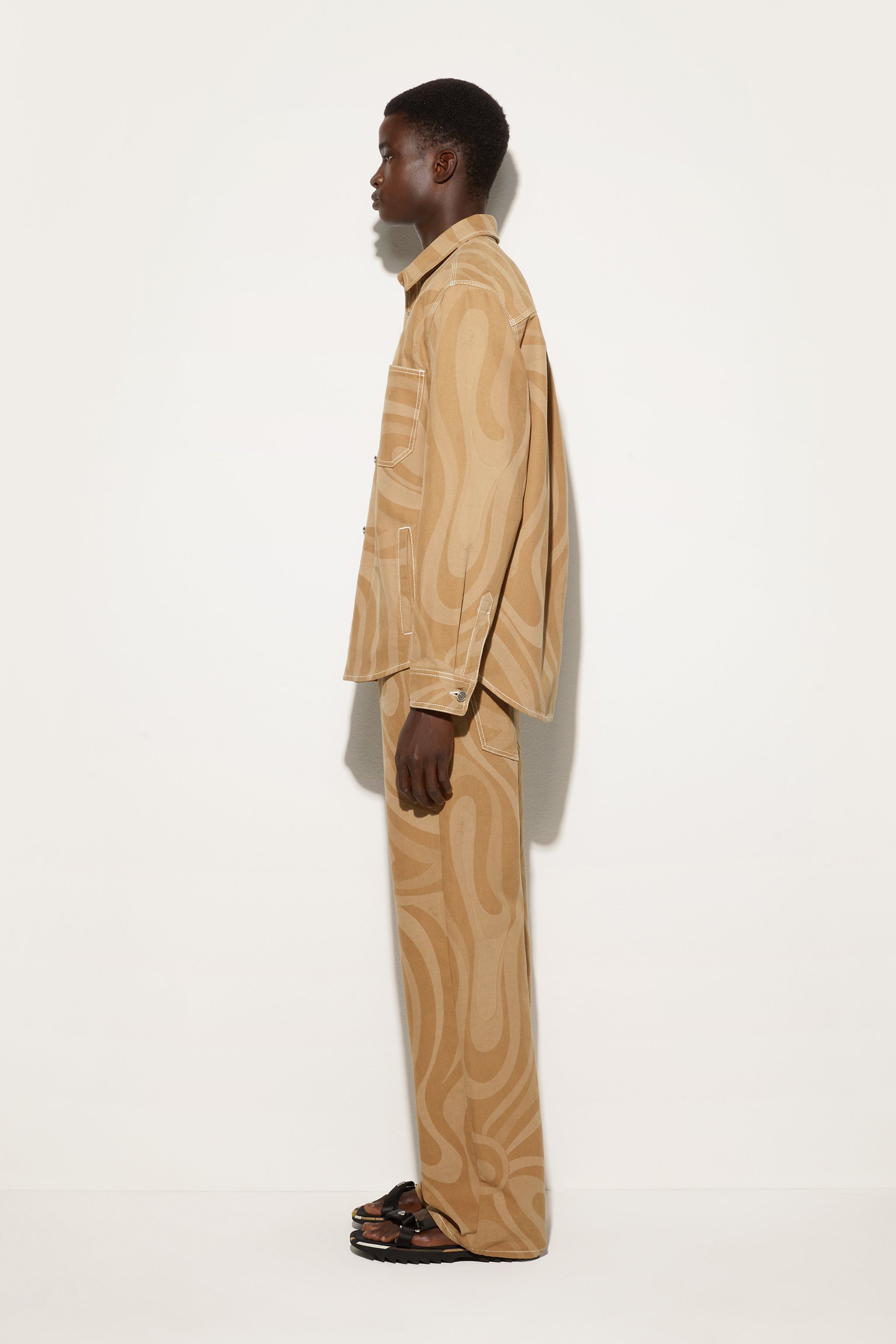 Emilio Pucci Canvas veste homme taupe toile coton