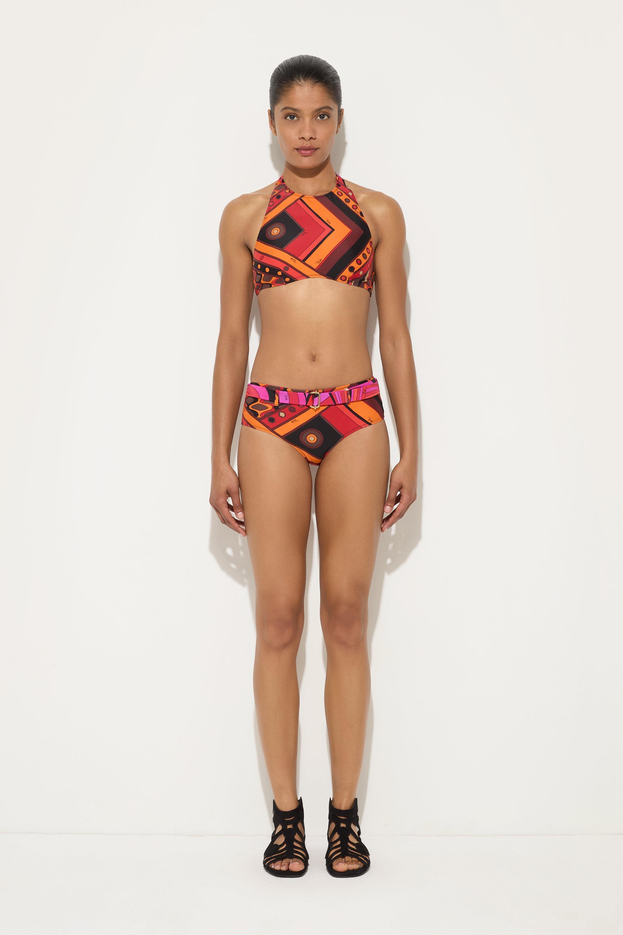 Emilio Pucci Bikini Coulotte Vivara bas maillot orange noir