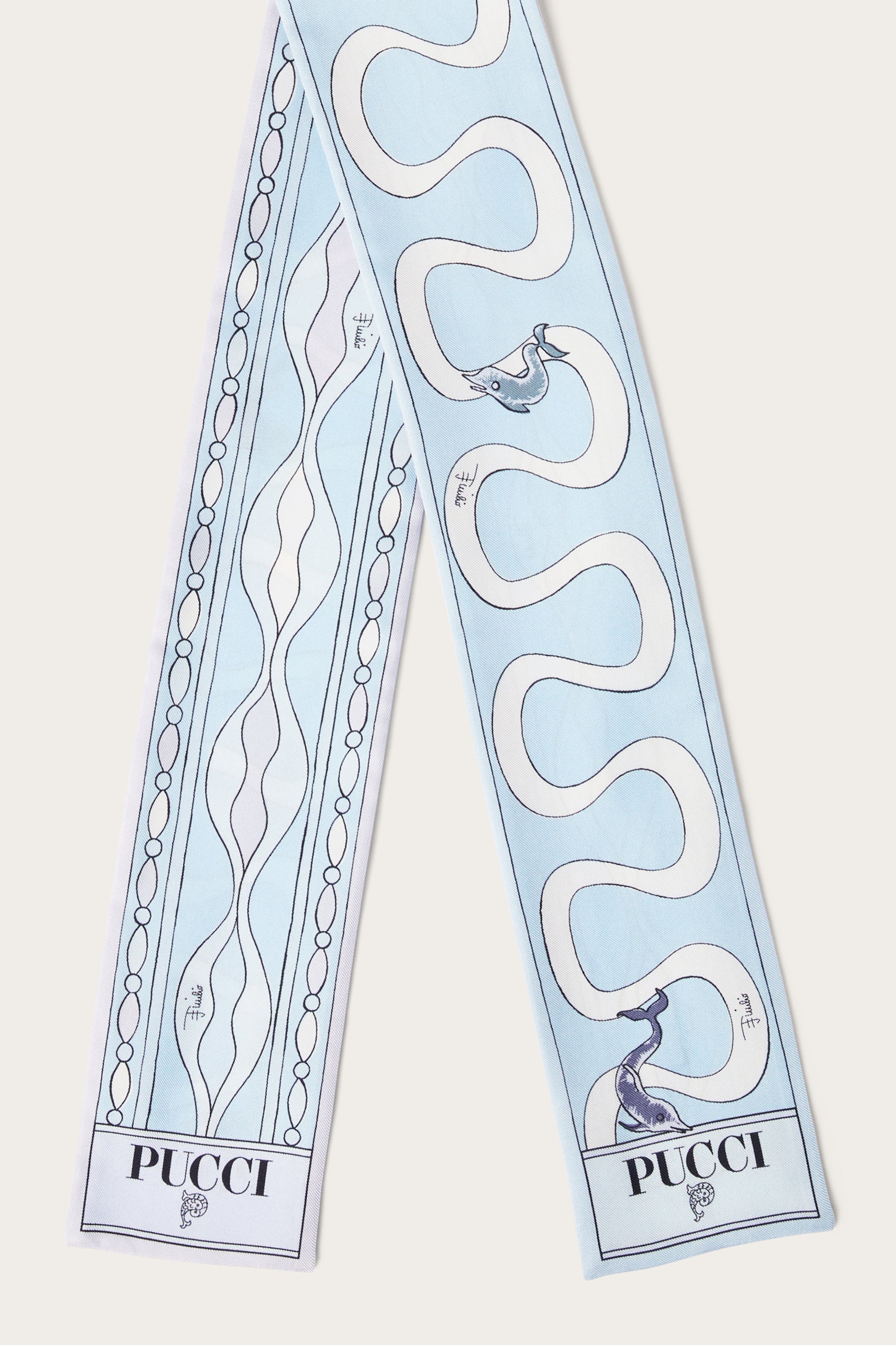 Emilio Pucci Foulard Bandeau Soie Bleu Clair 8x160