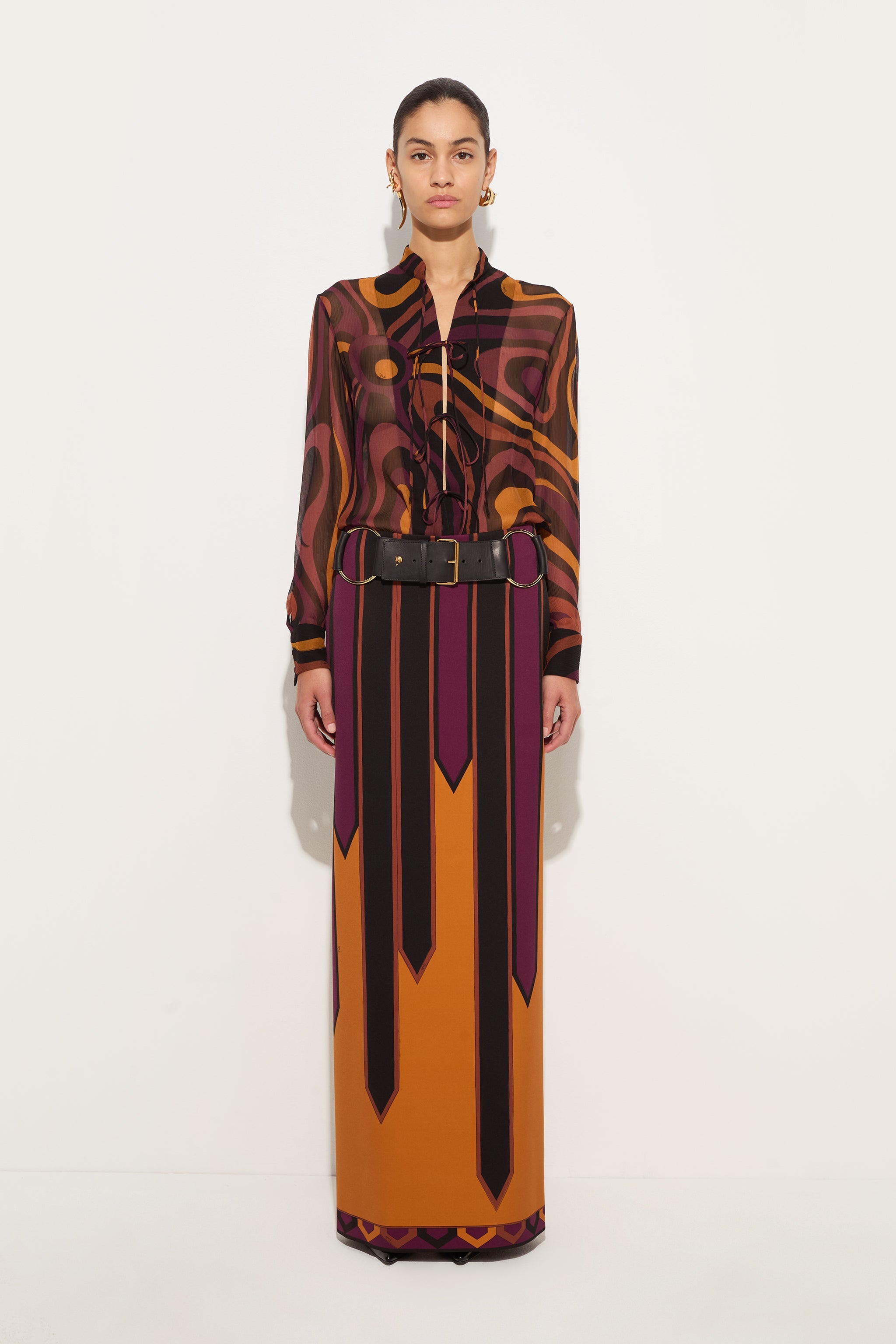 Emilio Pucci Nastri 6URW106U898067 jupe bordeaux gold