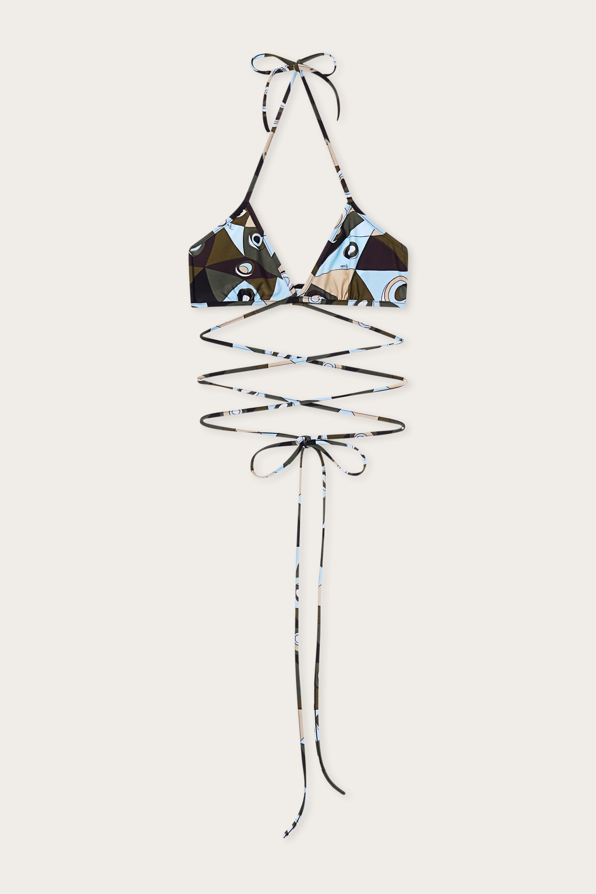 Emilio Pucci Occhi haut bikini triangle kaki bleu XS