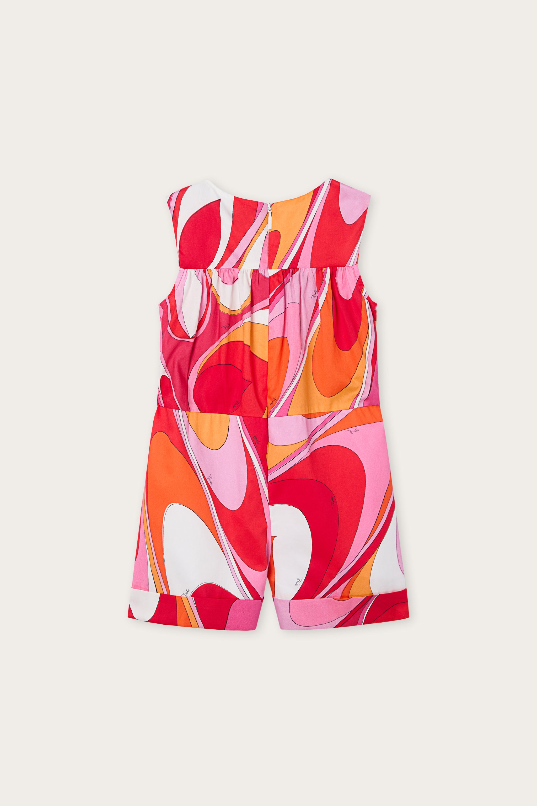 Emilio Pucci salopette coton Onde rose orange fille
