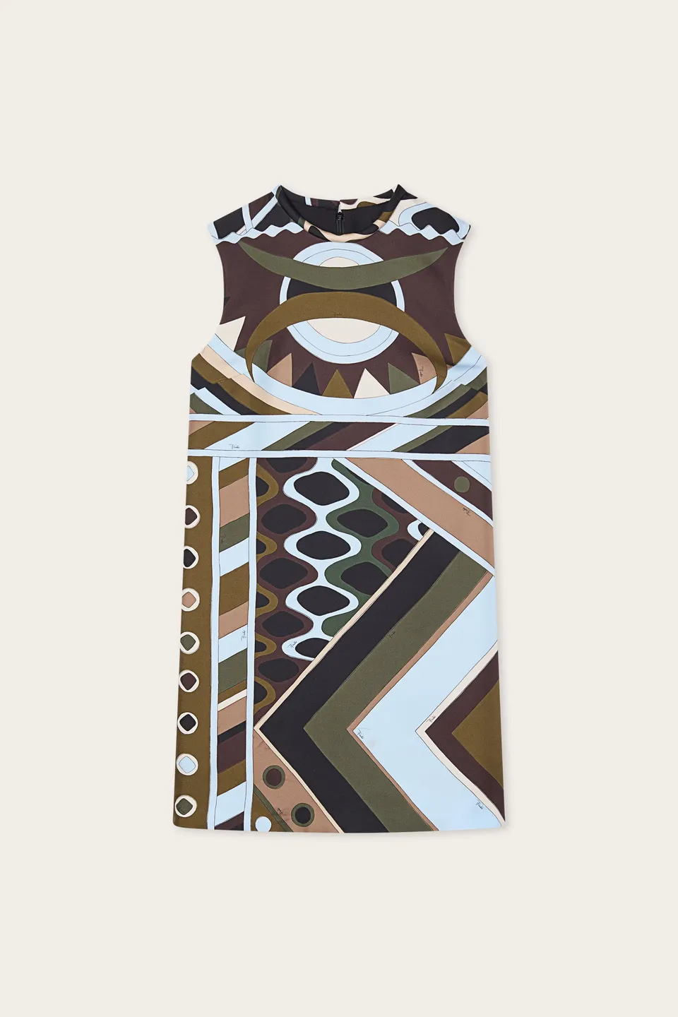 Emilio Pucci Vivara Robe Courte Kaki Bleu Soie