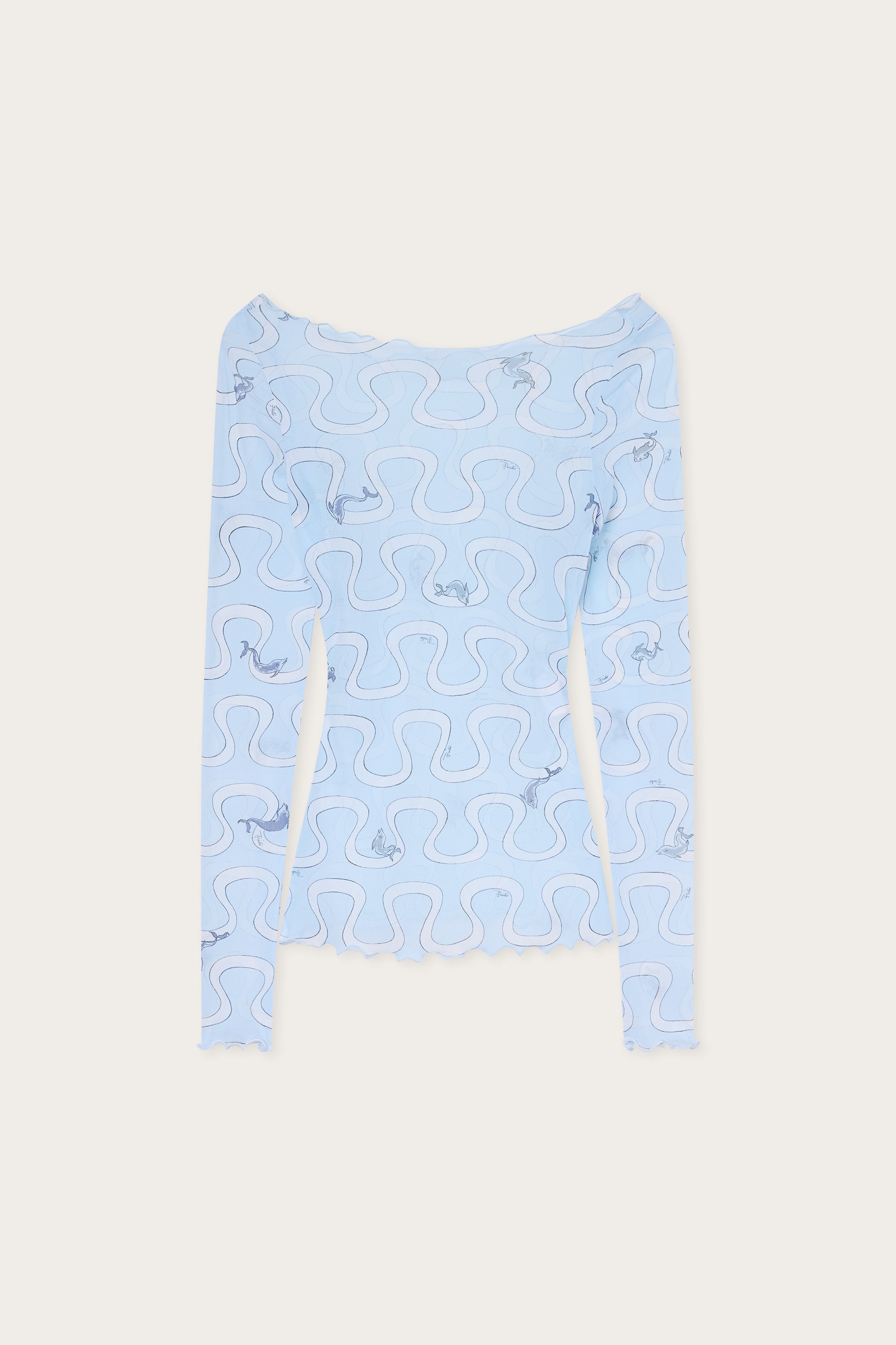 Emilio Pucci Top haut tulle Onda bleu clair 38