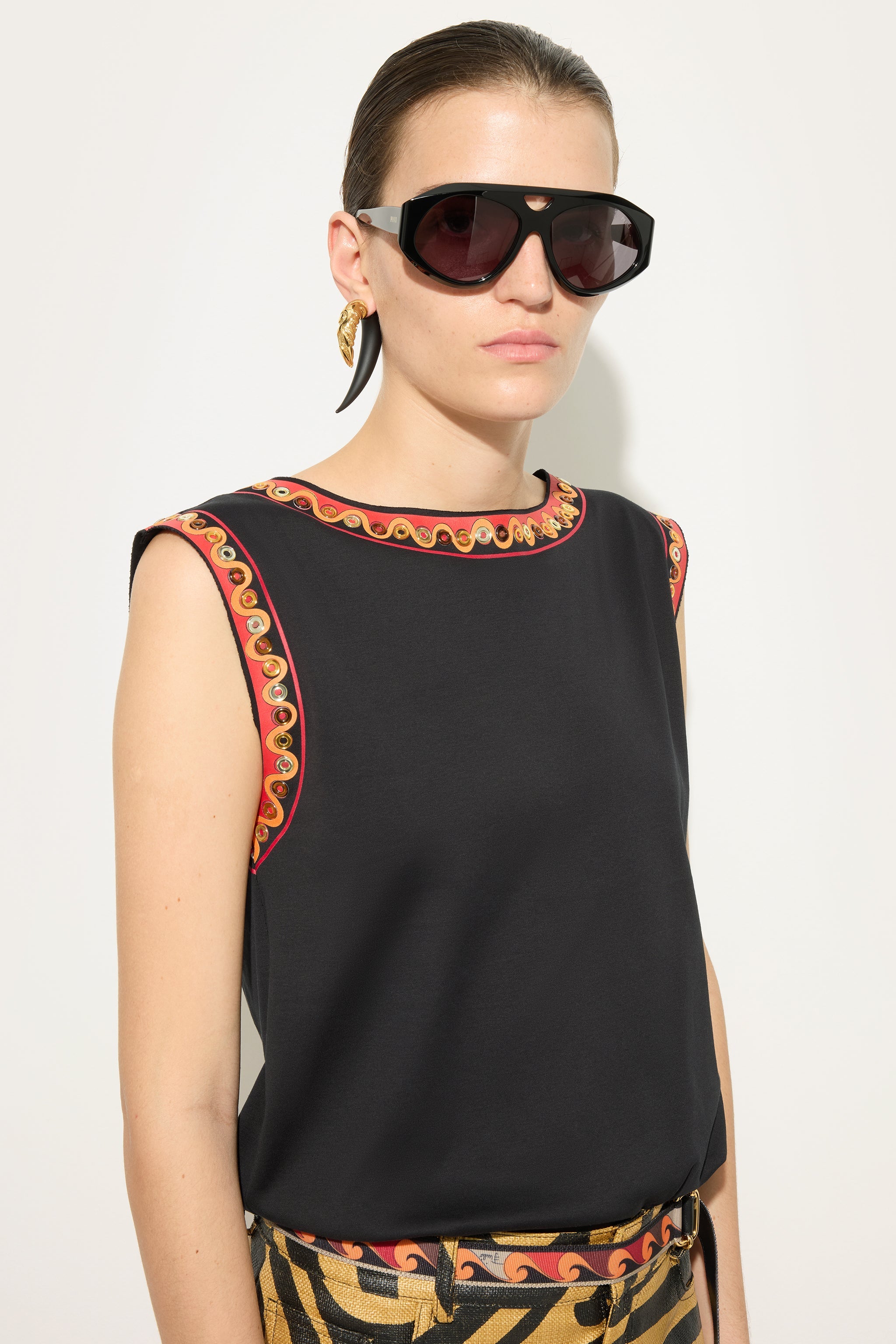 Emilio Pucci T-shirt Cotone Bordi t-shirt noir