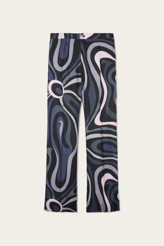 Emilio Pucci Pants Shorts pantalon soie noir rose S Marmo