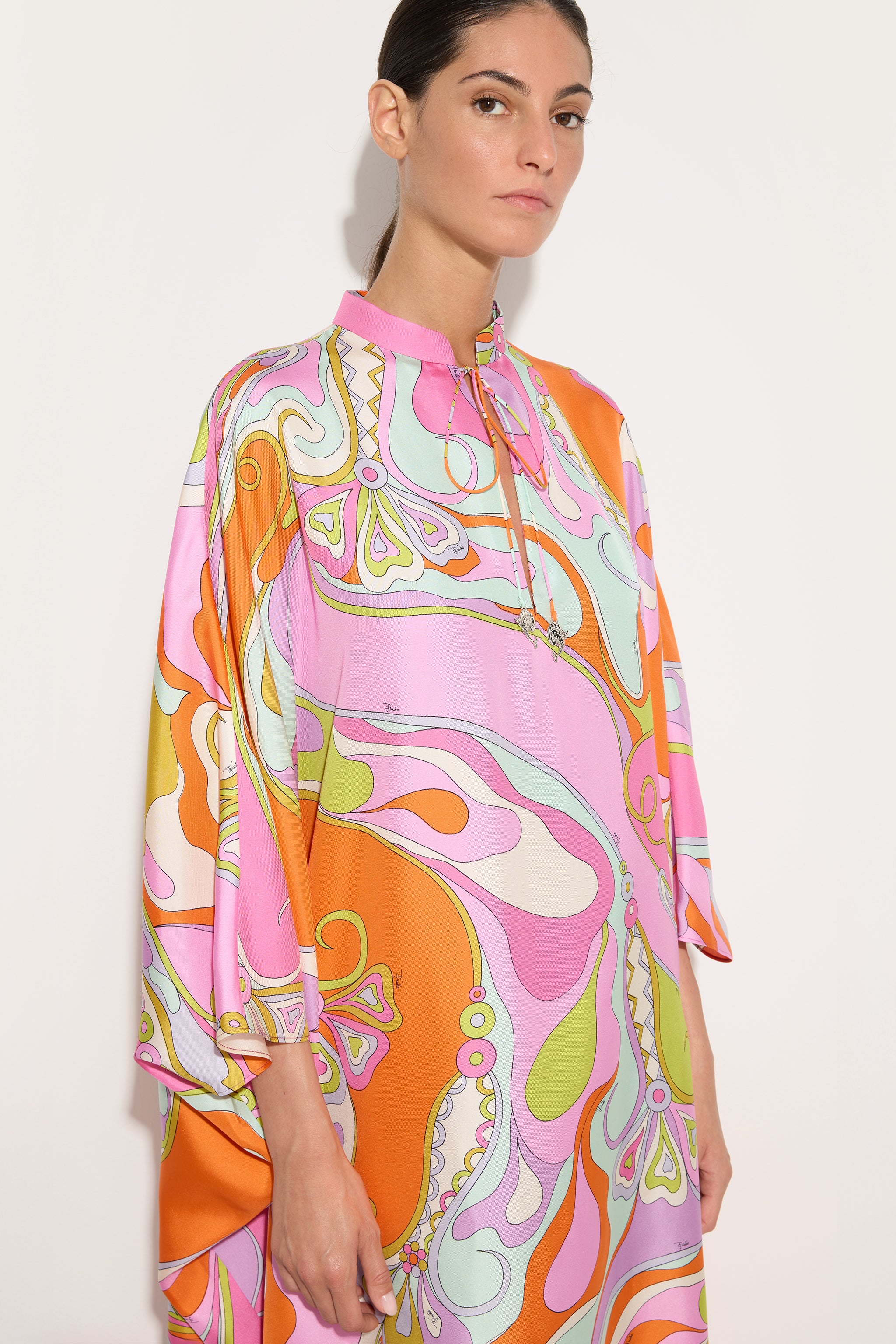 Emilio Pucci Kaftans Orchidee caftan multicolor soie