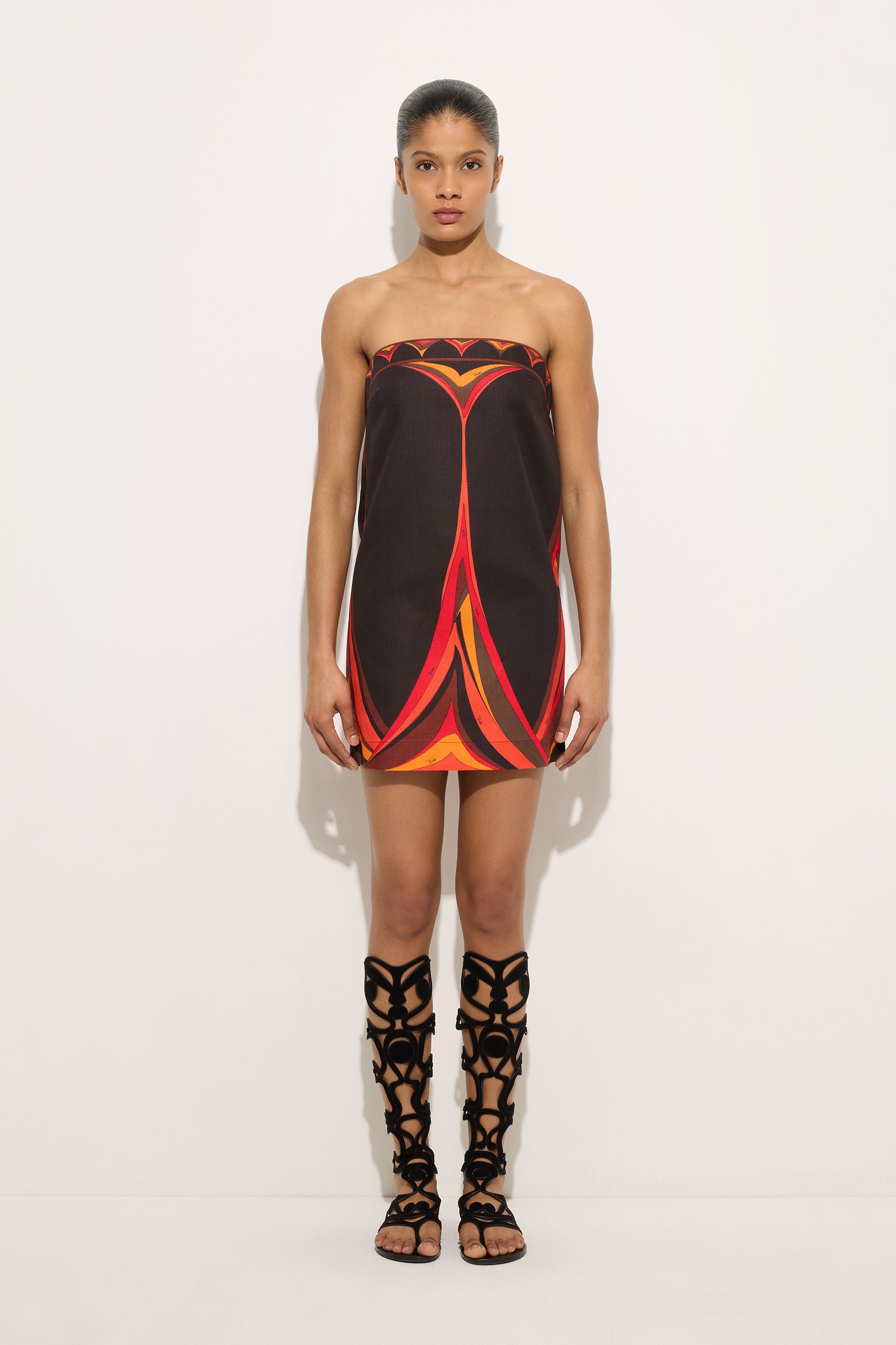 Emilio Pucci Dresses Fari robe courte orange/noir coton