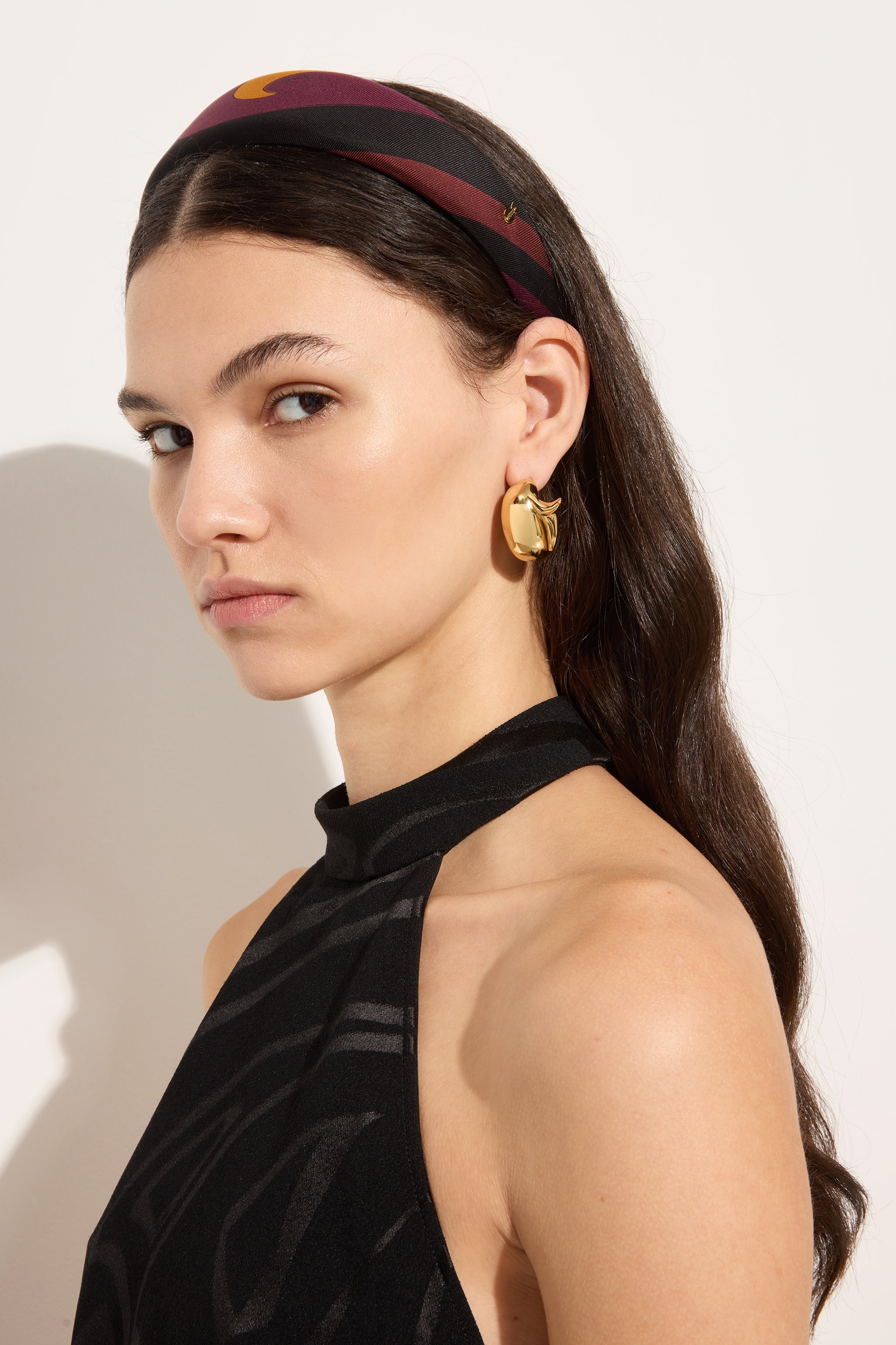 Emilio Pucci serre-tête Marmo soie bordeaux or