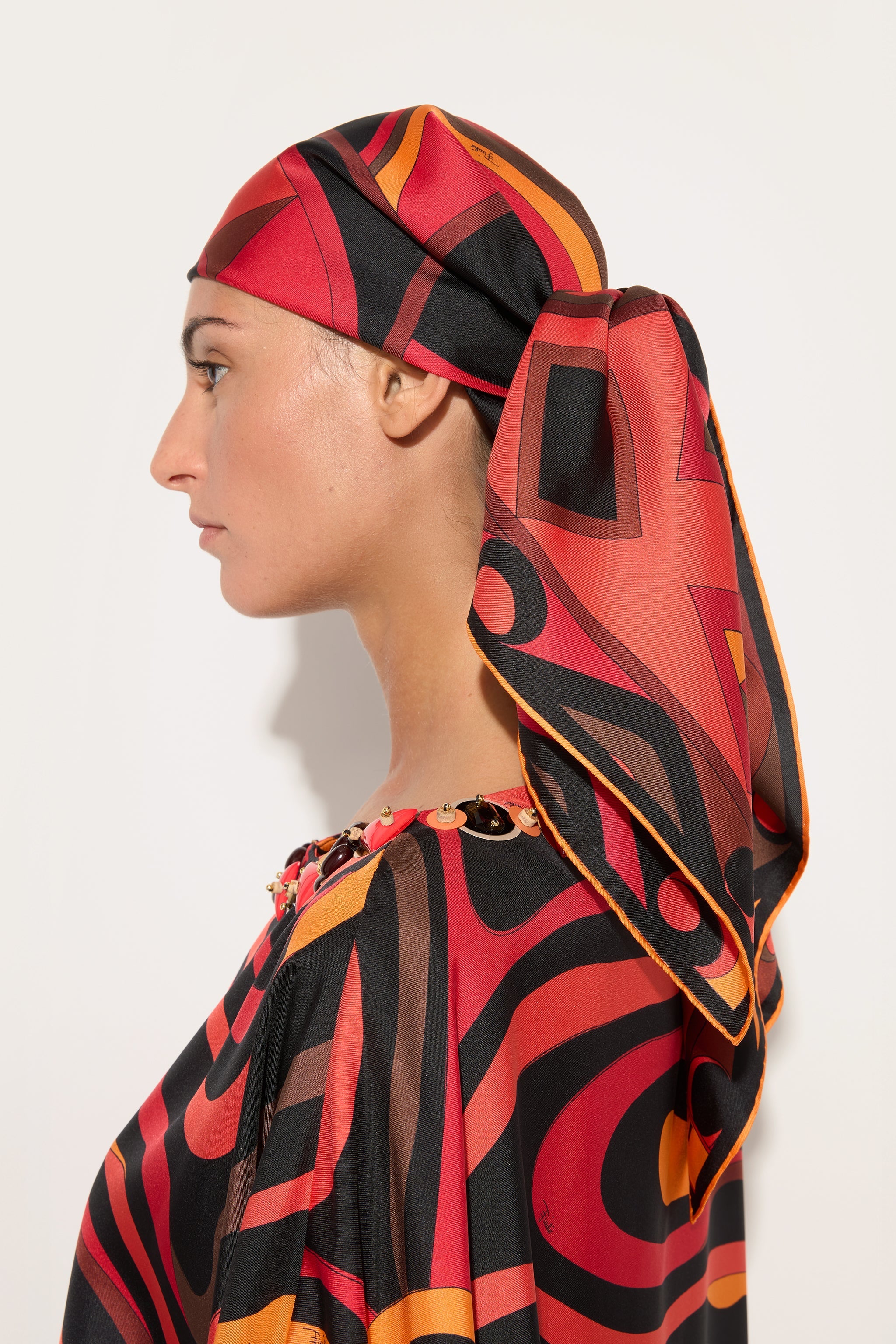 Emilio Pucci Silks Bongo carré soie orange 90x90