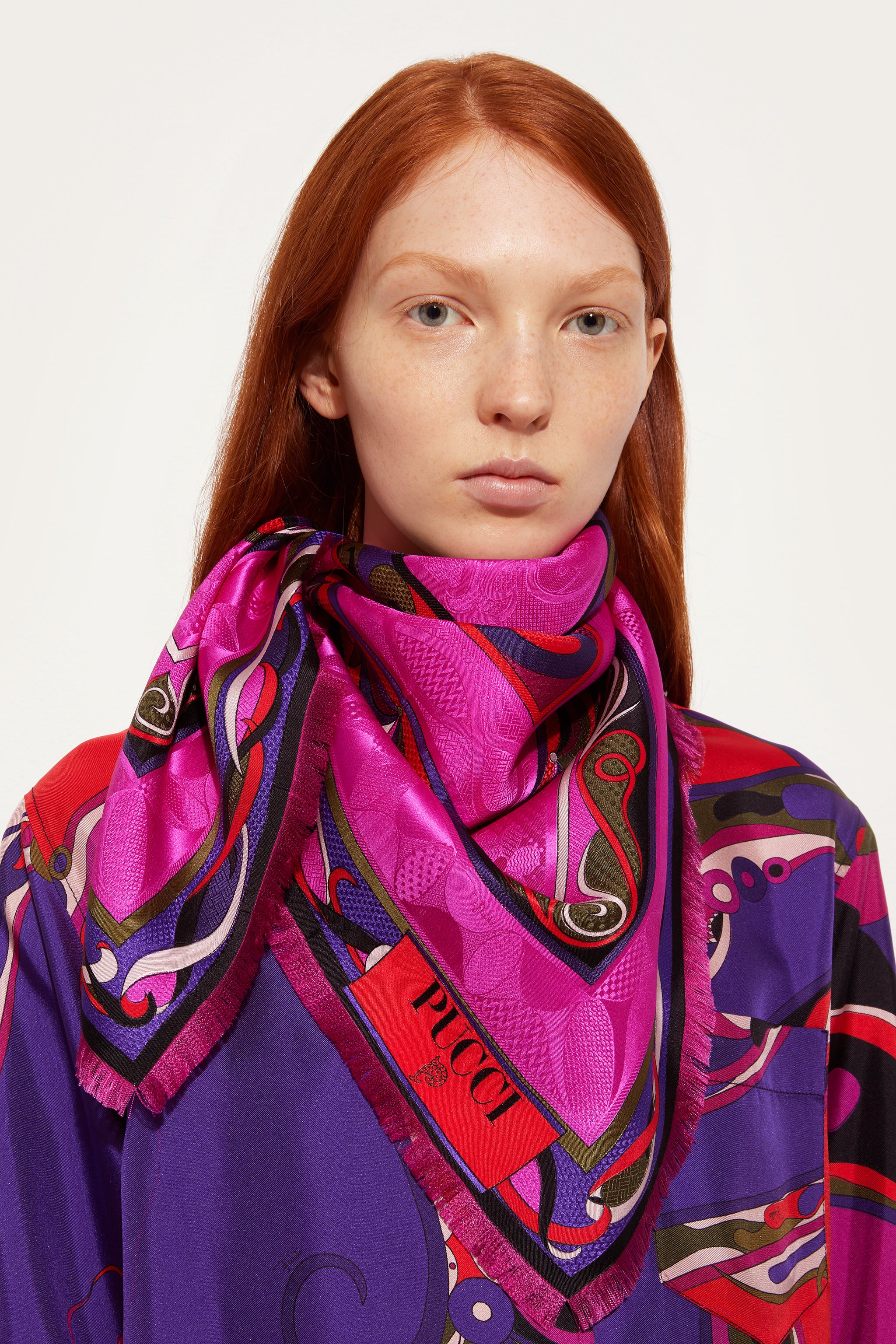 Emilio Pucci Silks Foulard Jacquard Mix foulard multicolore 90x90